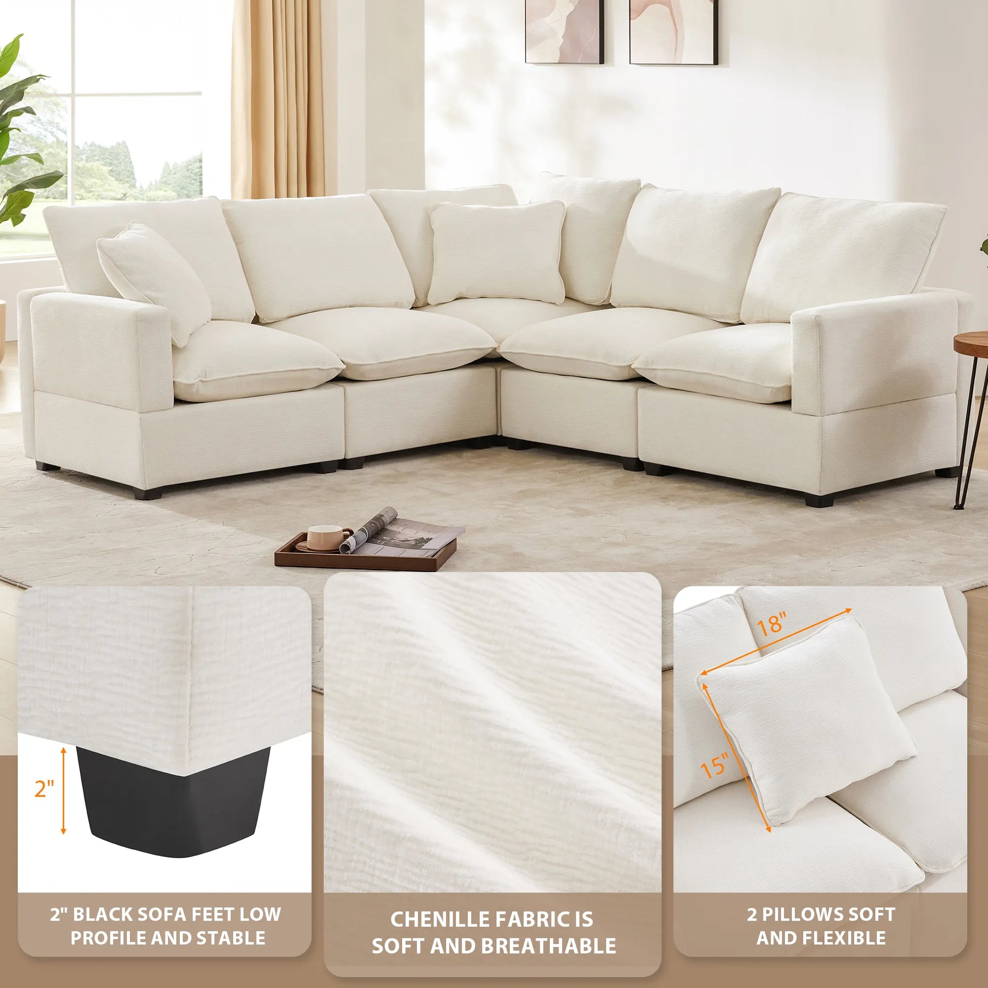 Chenille Modern Modular Sectional Sofa