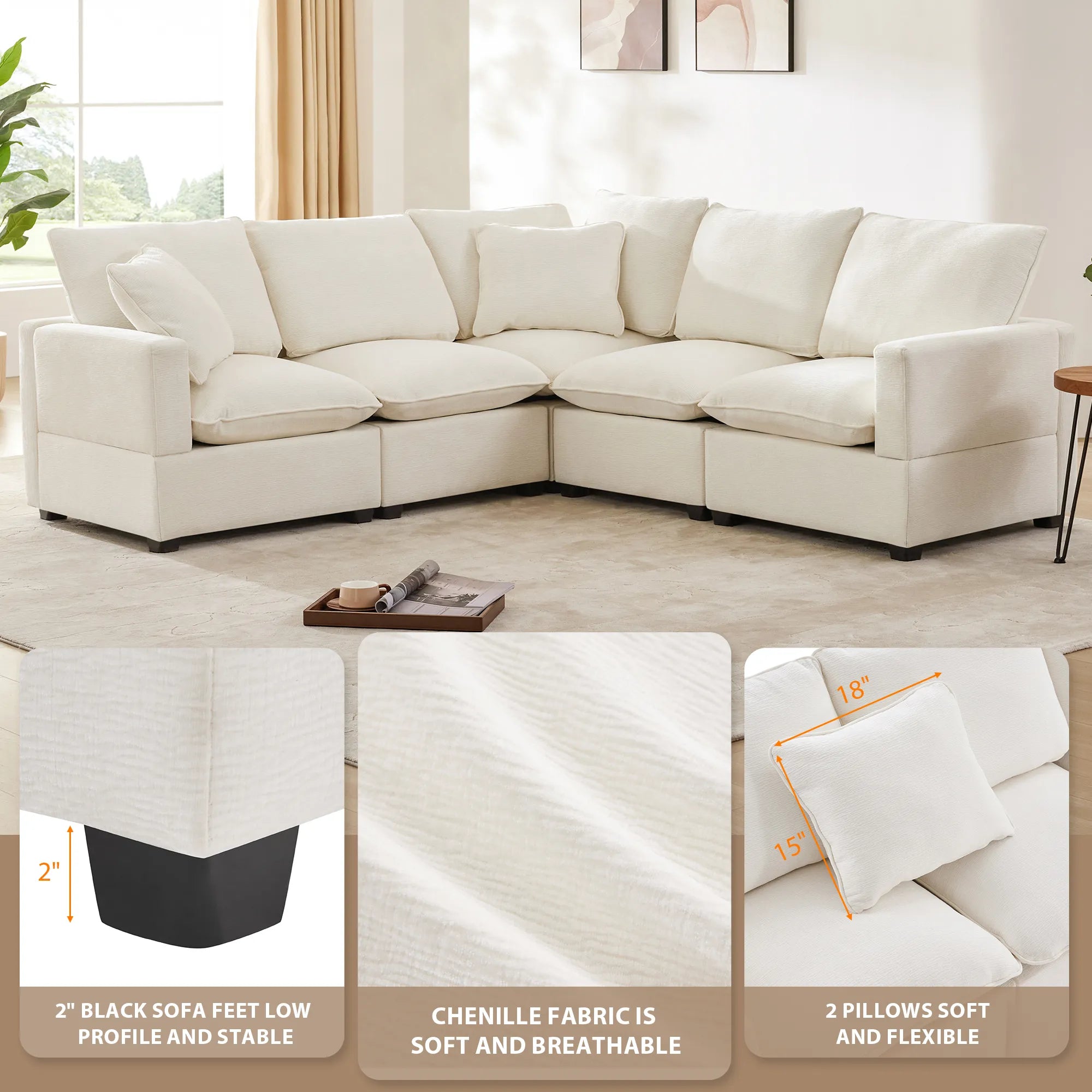 Chenille Modern Modular Sectional Sofa