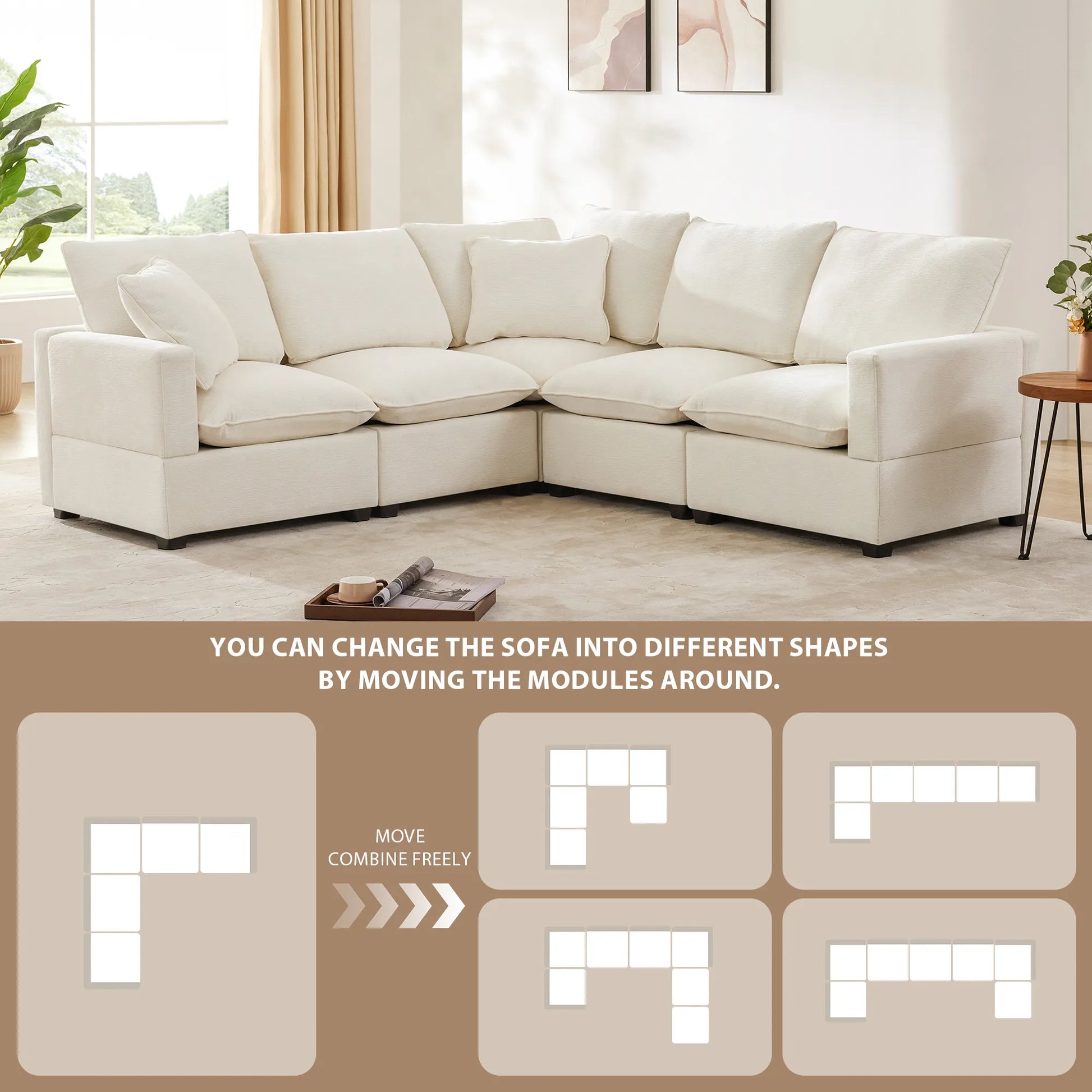 Chenille Modern Modular Sectional Sofa