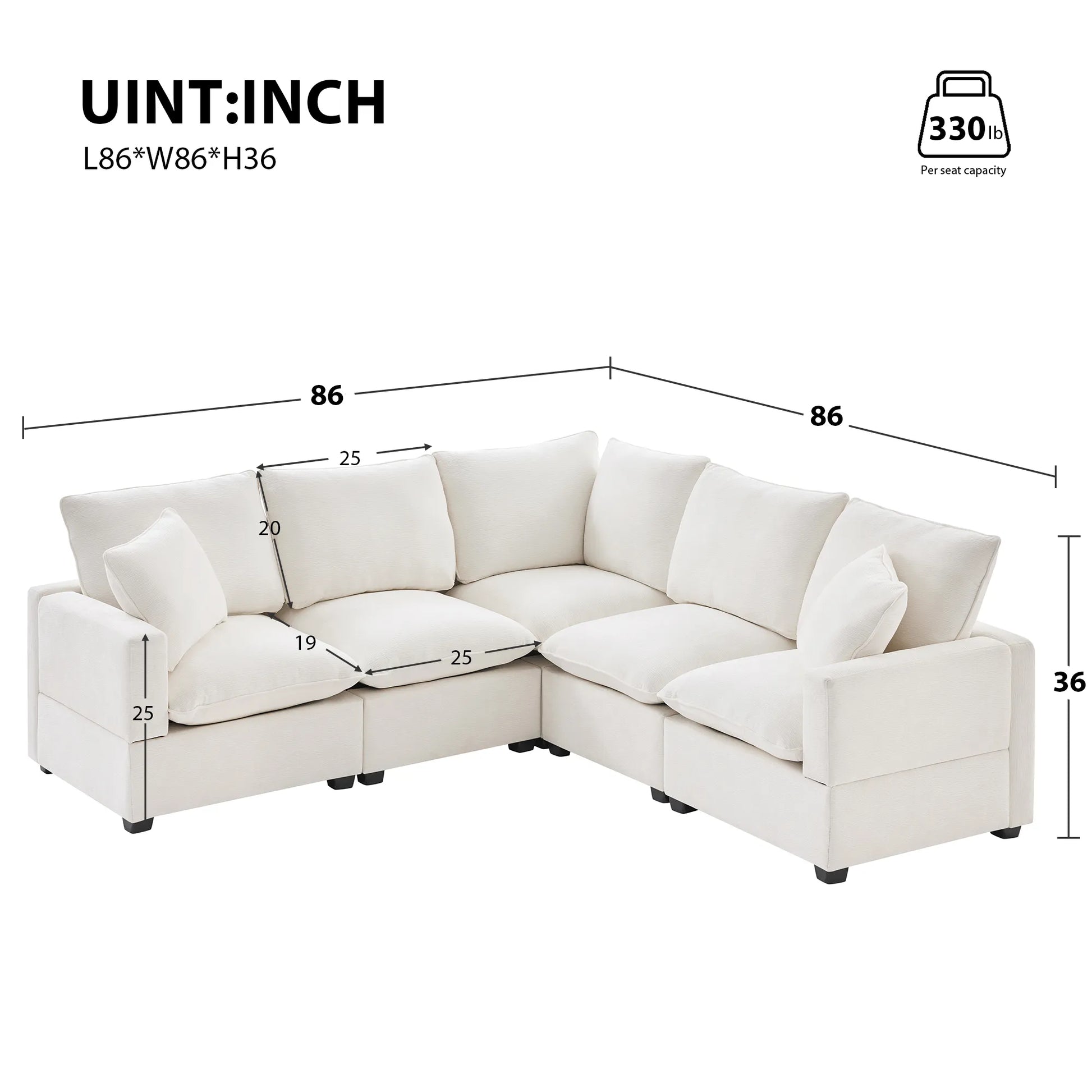 Chenille Modern Modular Sectional Sofa