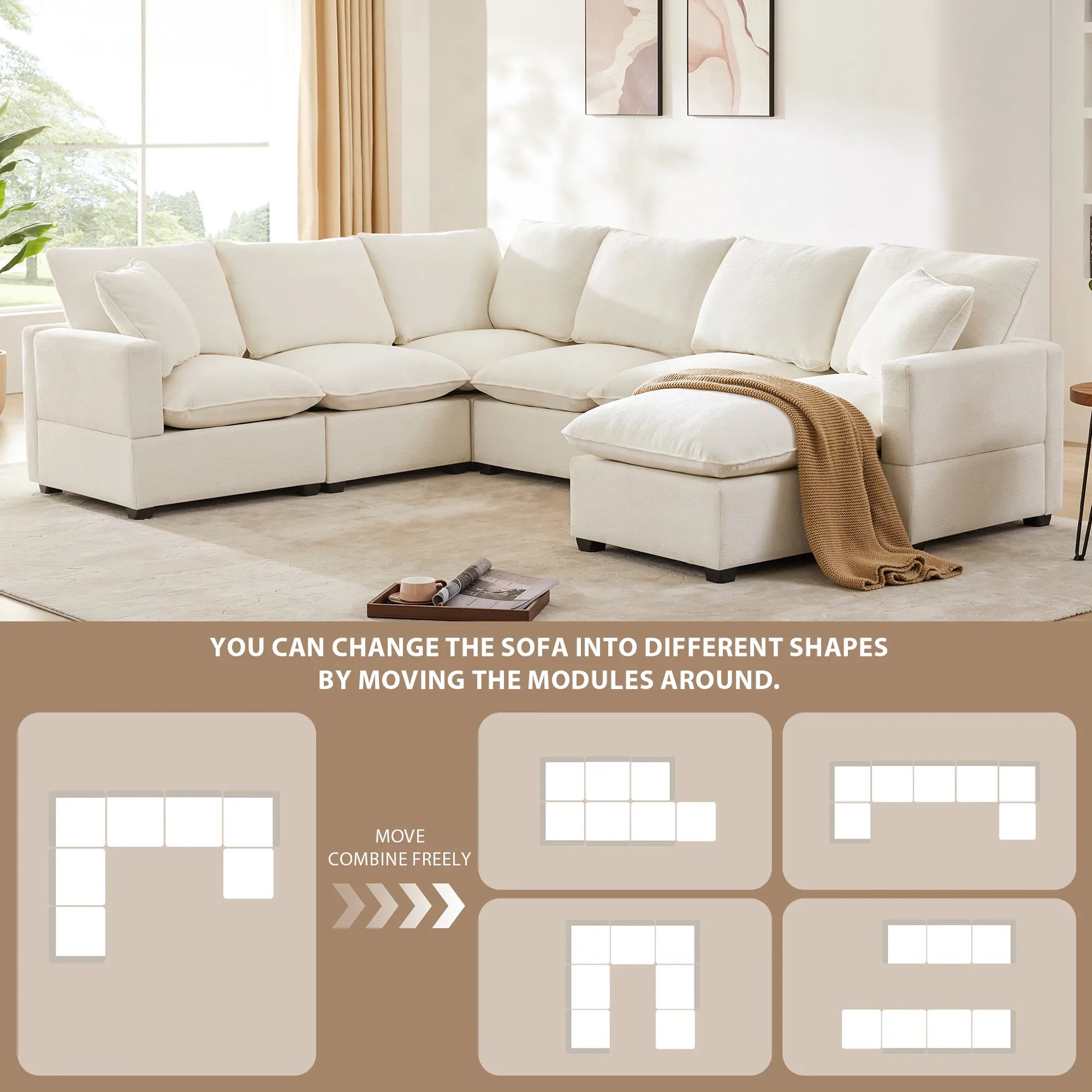 Chenille Modern Modular Sectional Sofa
