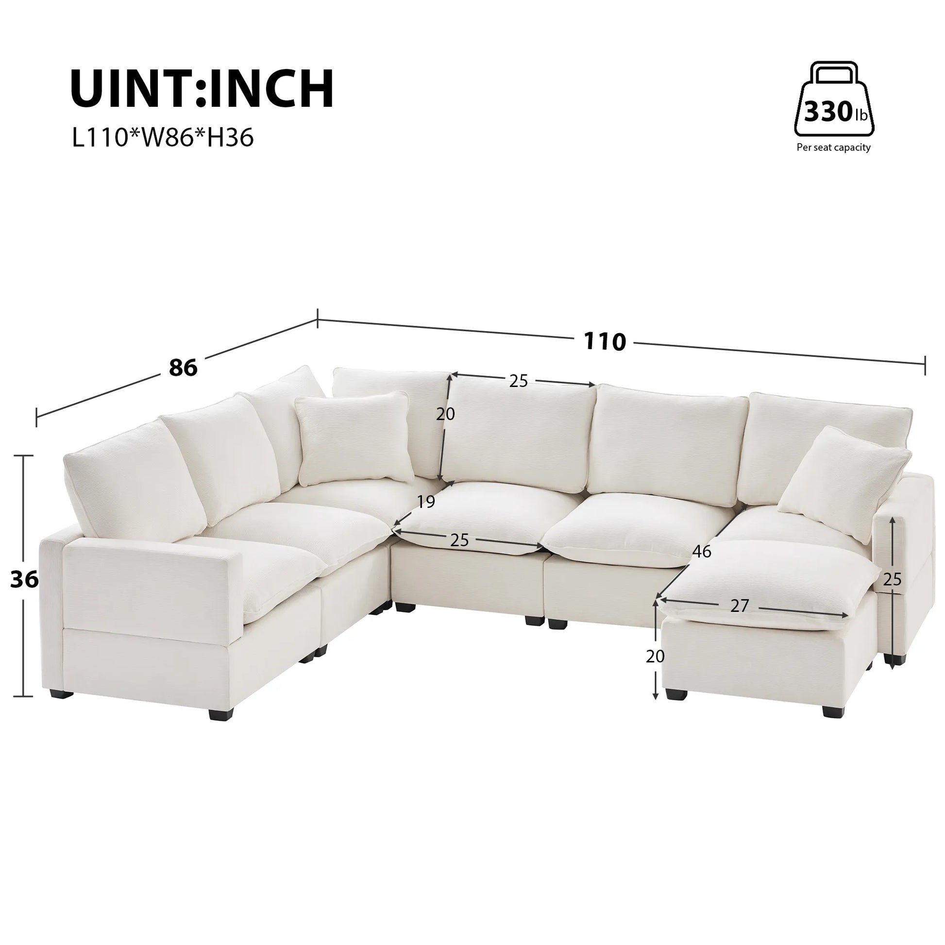 Chenille Modern Modular Sectional Sofa