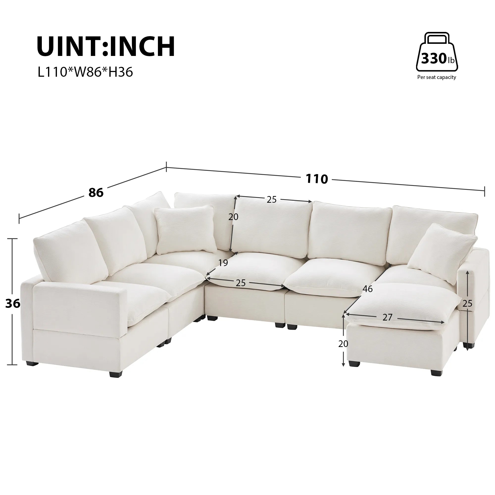 Chenille Modern Modular Sectional Sofa