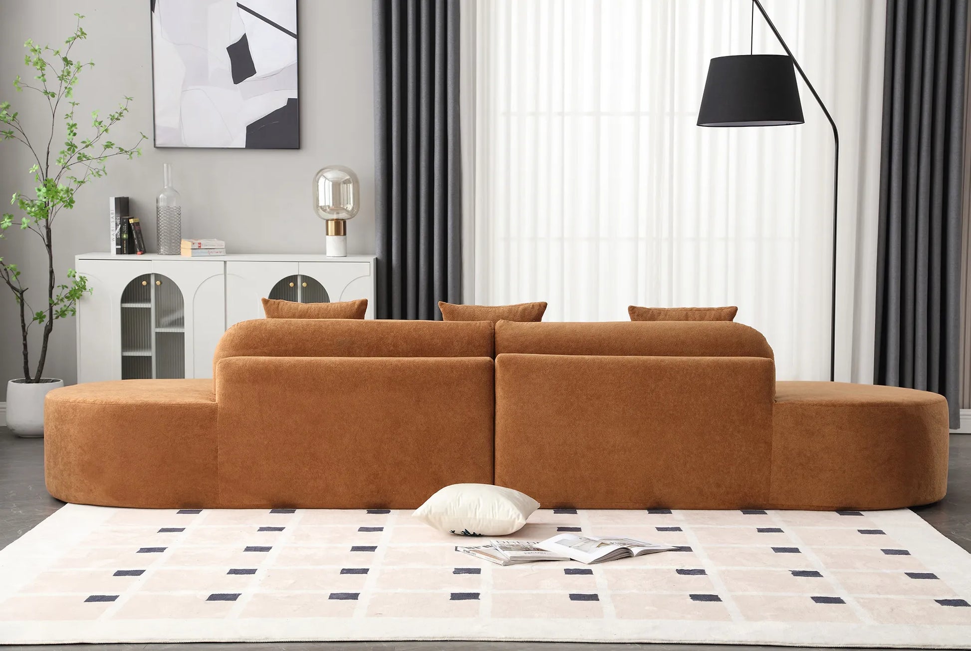 Cloud Comfort Modern Minimalist Curved Sofa with Terrycloth Fabric