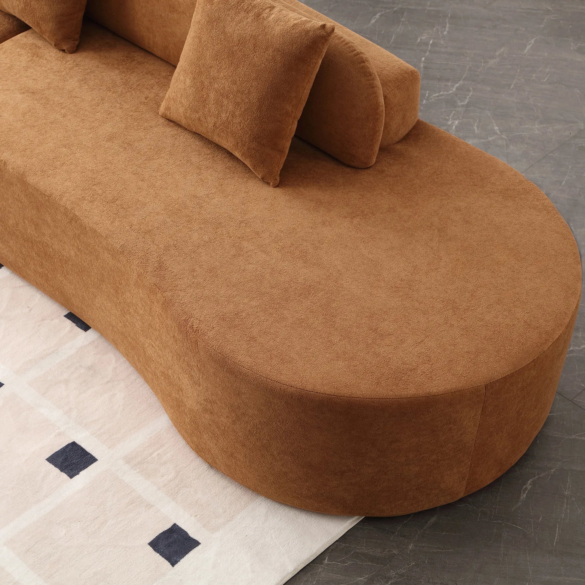 Cloud Comfort Modern Minimalist Curved Sofa with Terrycloth Fabric
