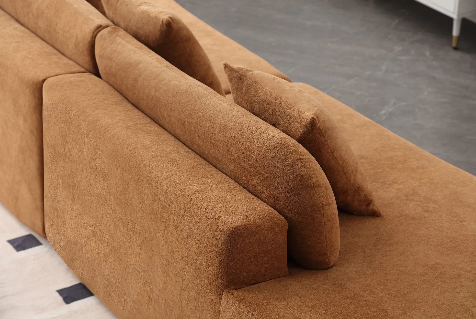 Cloud Comfort Modern Minimalist Curved Sofa with Terrycloth Fabric