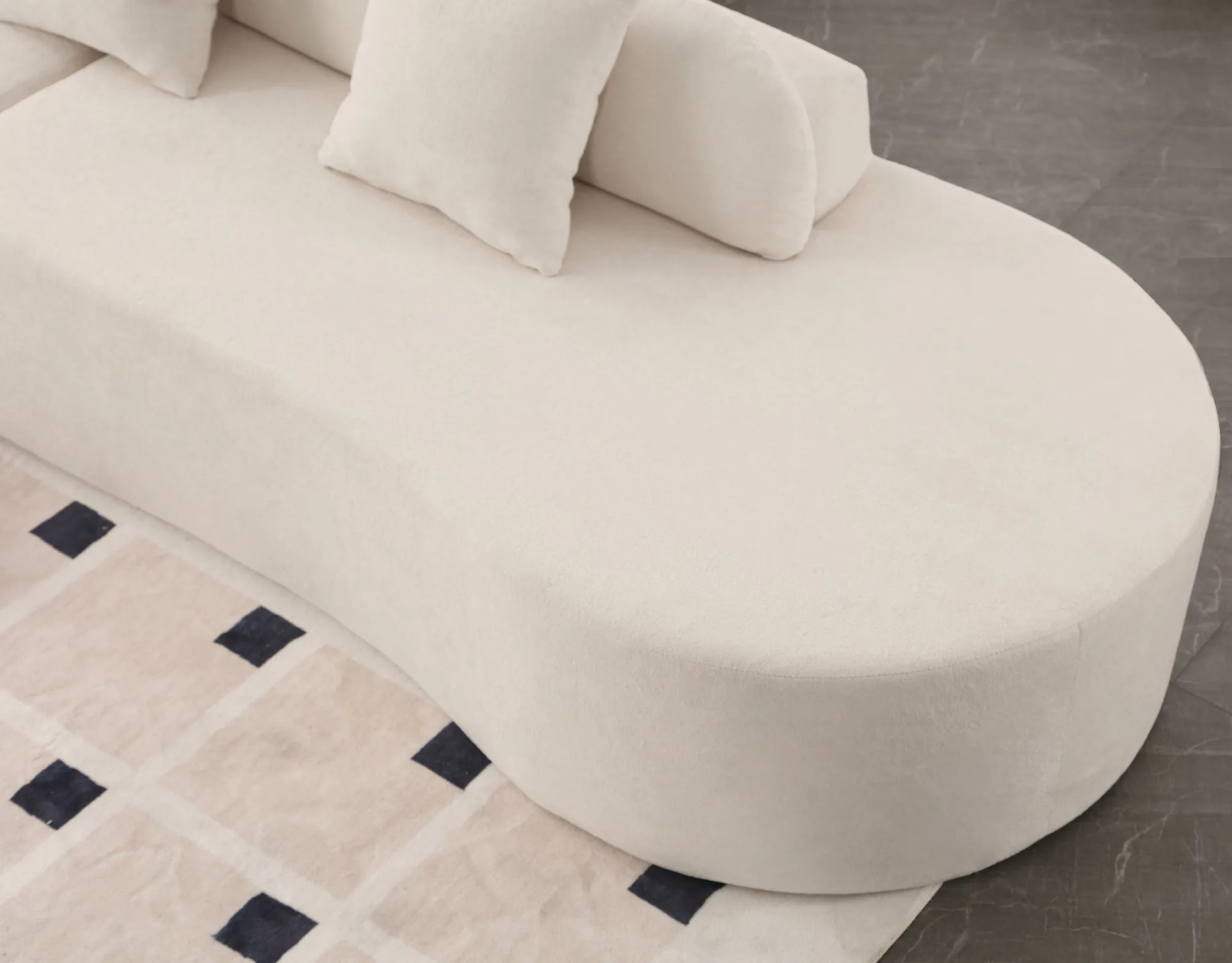 Cloud Comfort Modern Minimalist Curved Sofa with Terrycloth Fabric