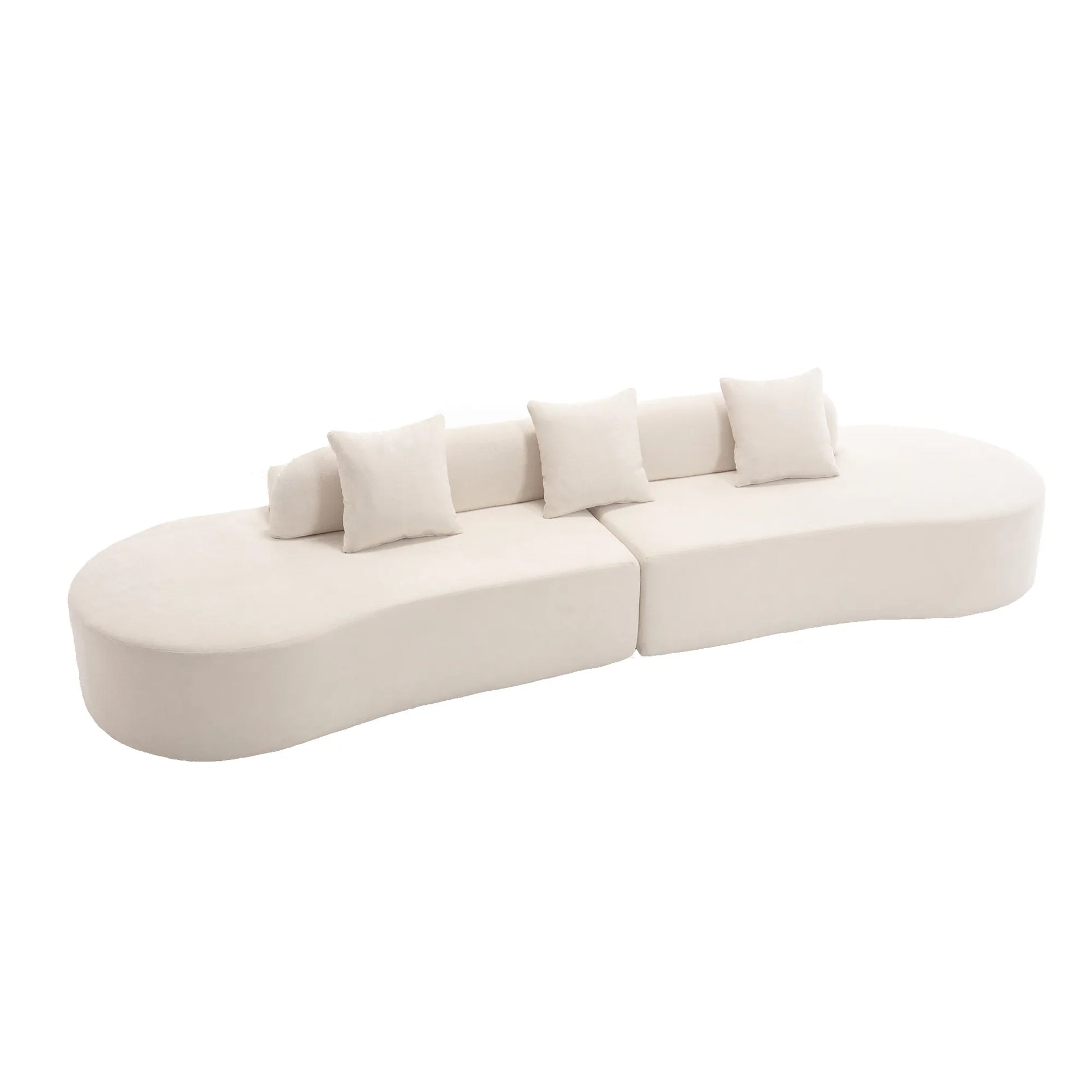 Cloud Comfort Modern Minimalist Curved Sofa with Terrycloth Fabric
