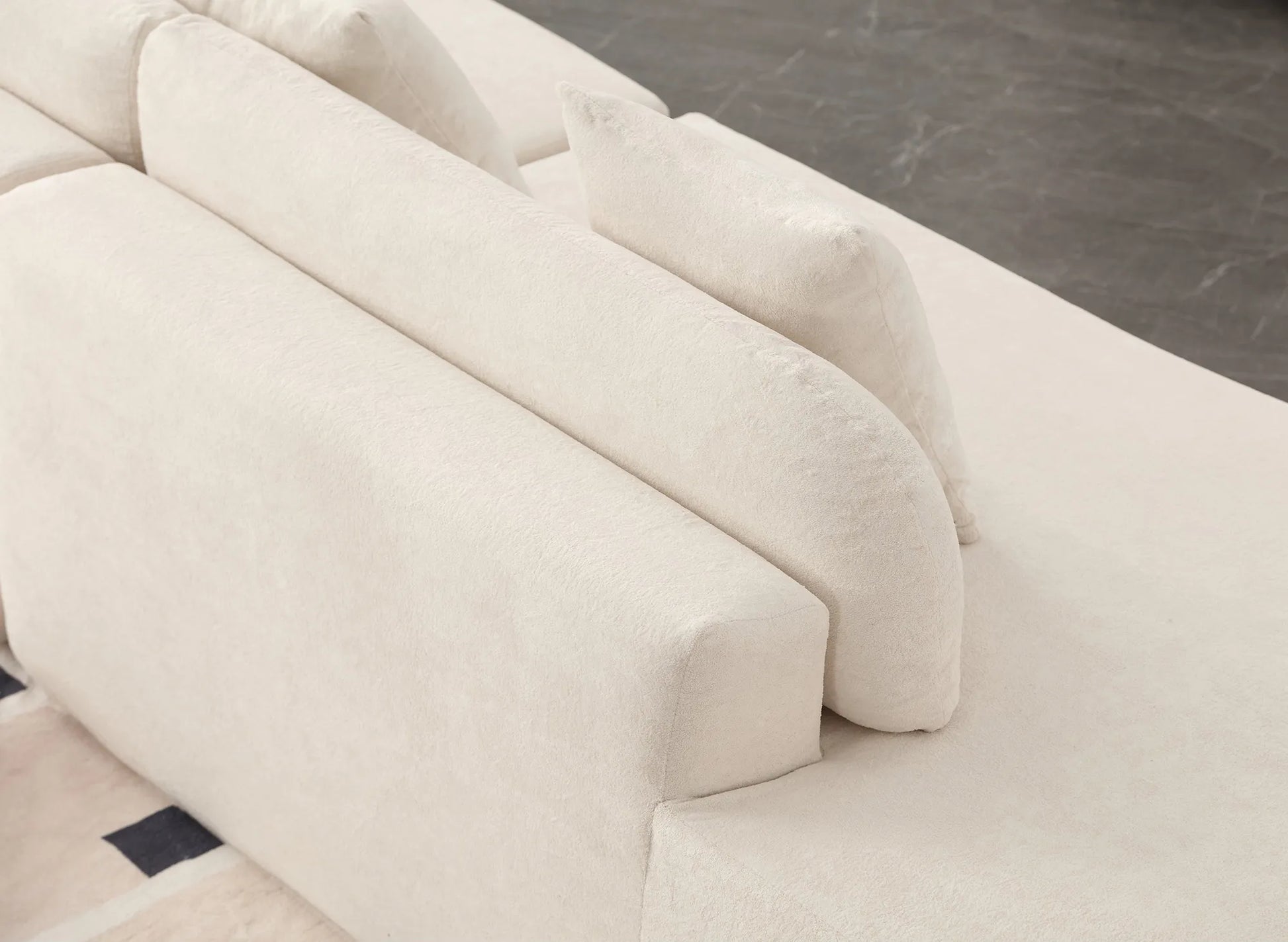 Cloud Comfort Modern Minimalist Curved Sofa with Terrycloth Fabric
