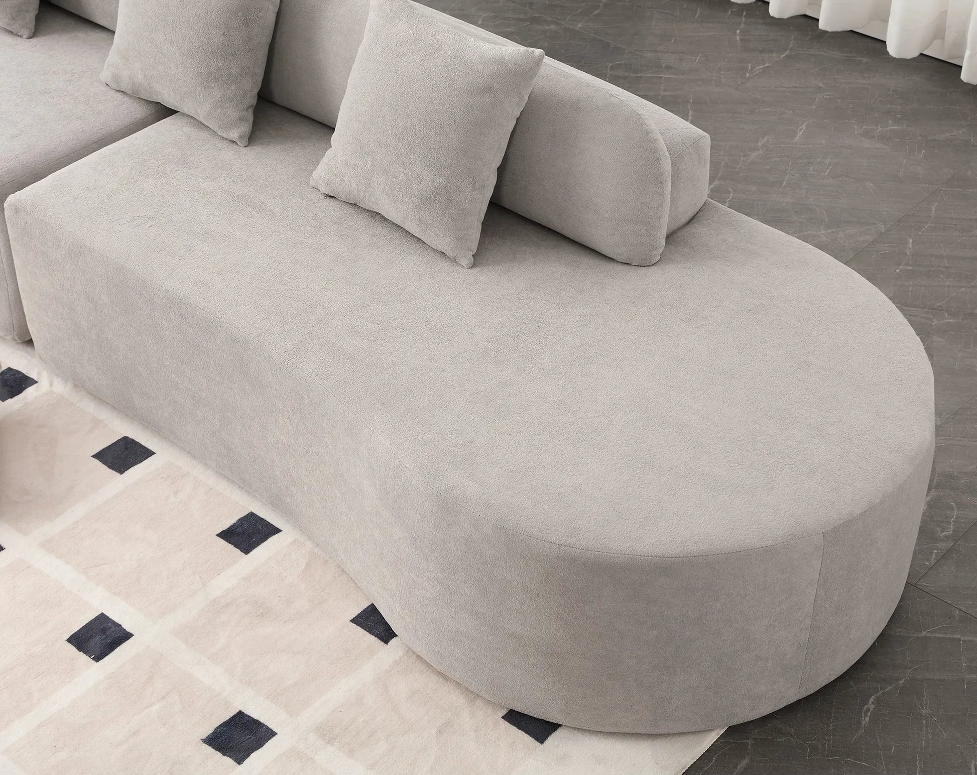 Cloud Comfort Modern Minimalist Curved Sofa with Terrycloth Fabric