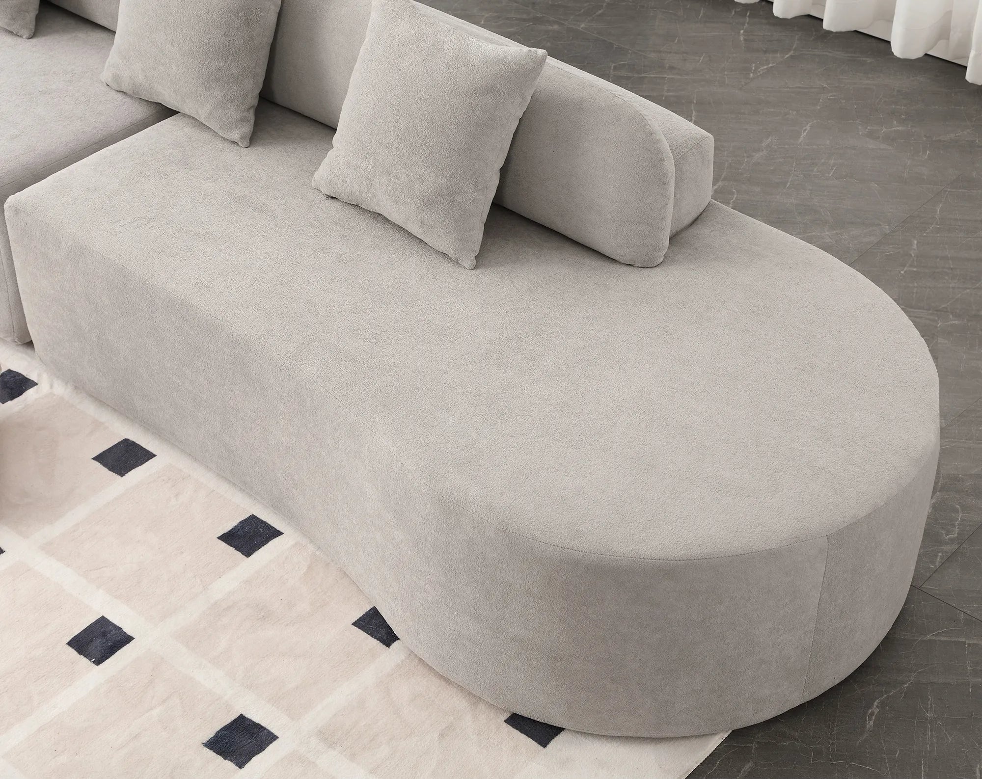 Cloud Comfort Modern Minimalist Curved Sofa with Terrycloth Fabric