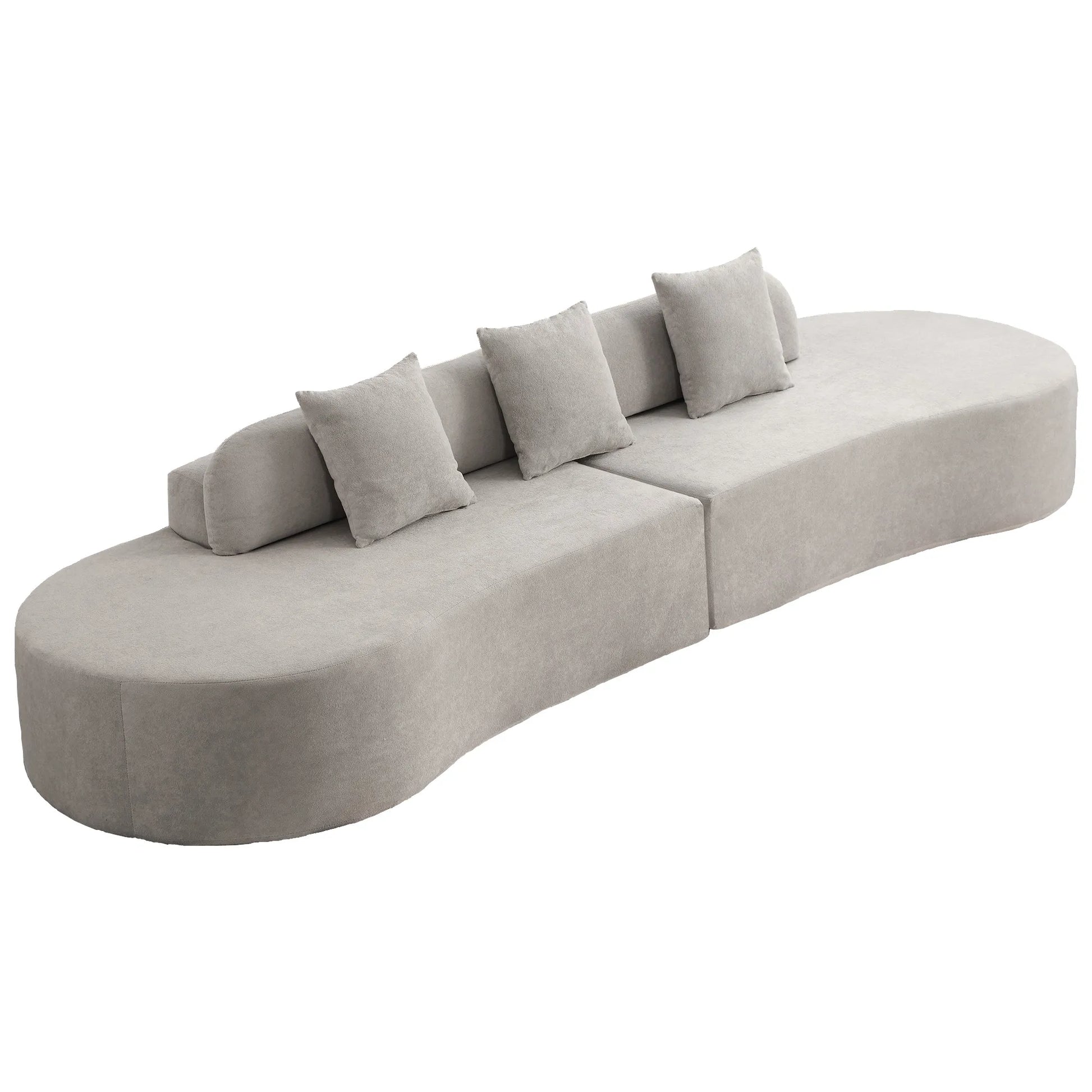 Cloud Comfort Modern Minimalist Curved Sofa with Terrycloth Fabric
