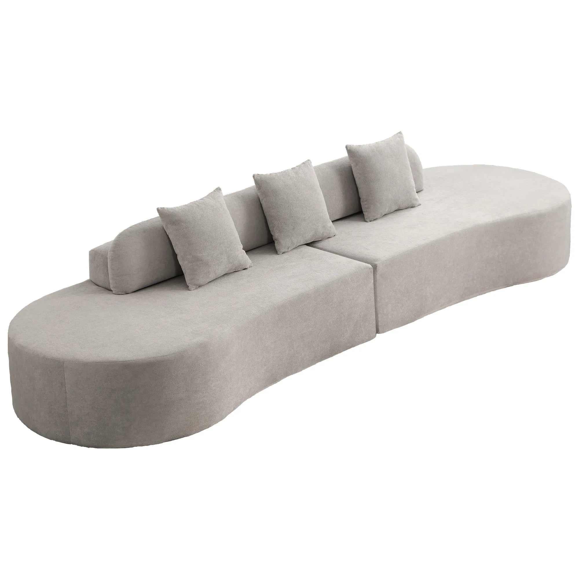 Cloud Comfort Modern Minimalist Curved Sofa with Terrycloth Fabric