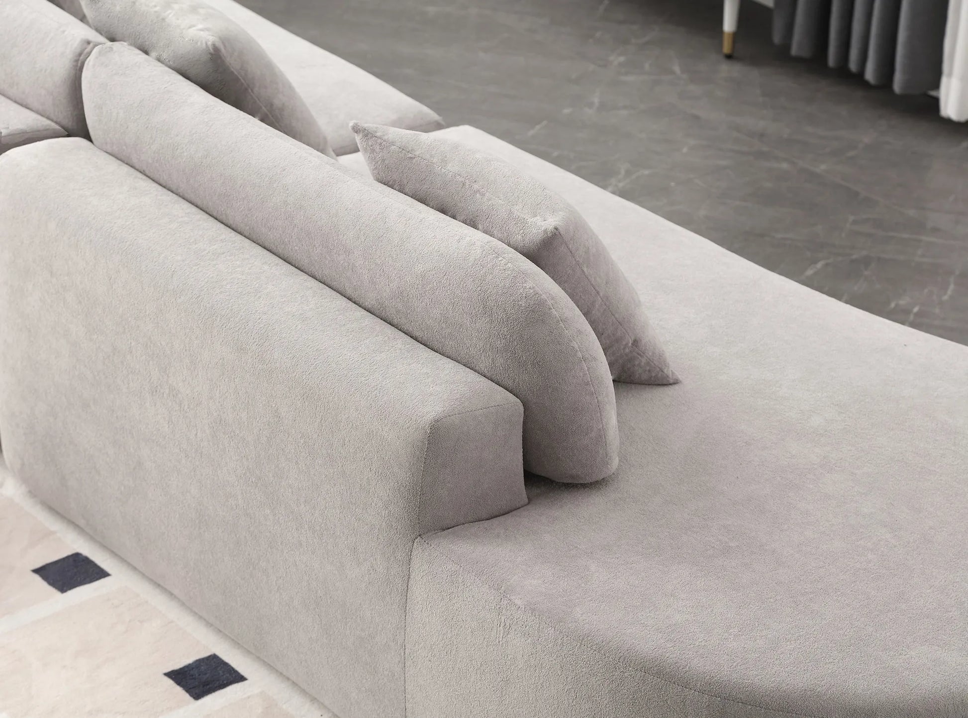 Cloud Comfort Modern Minimalist Curved Sofa with Terrycloth Fabric