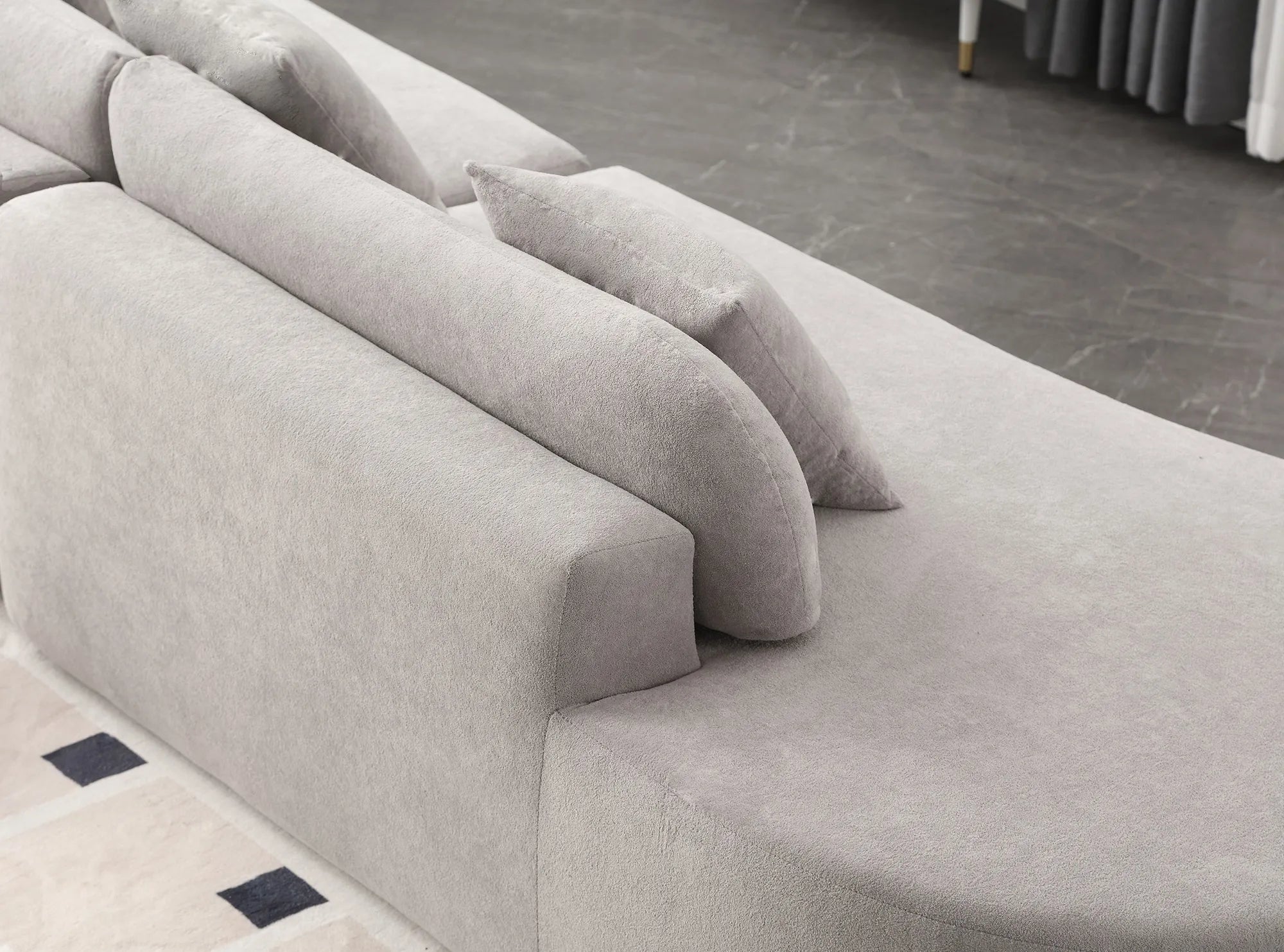 Cloud Comfort Modern Minimalist Curved Sofa with Terrycloth Fabric