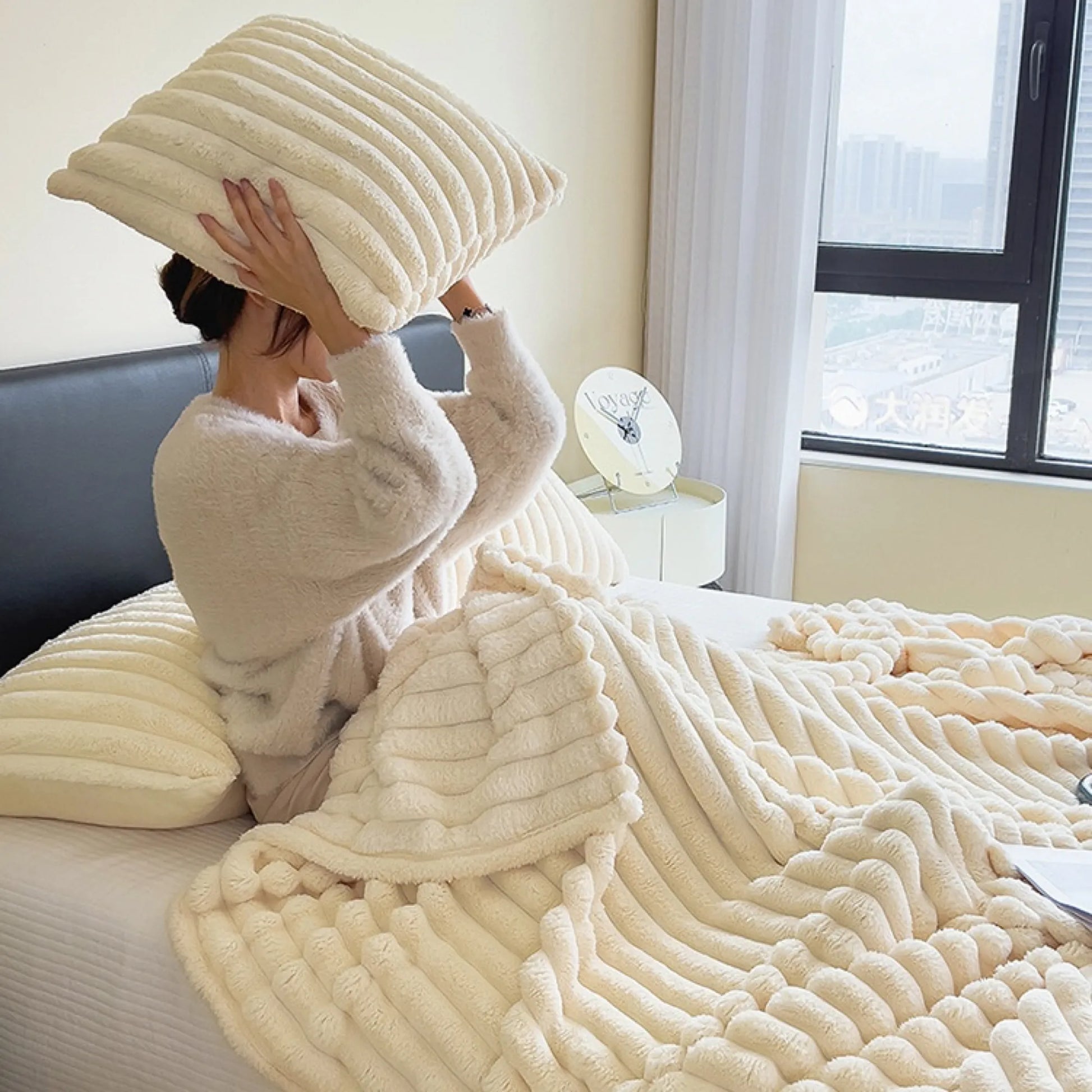 Comfy Fluffy Faux Fur Throw Blanket