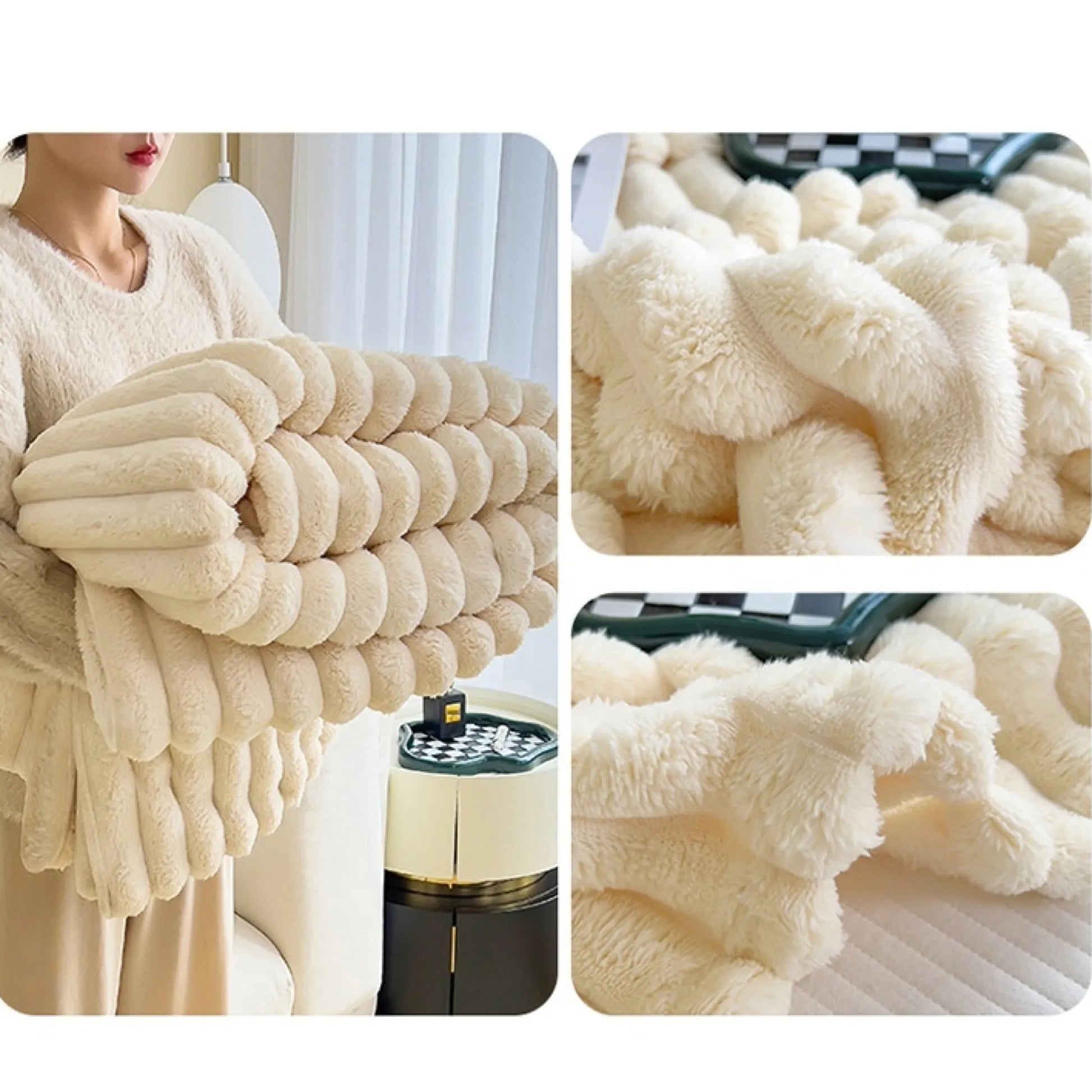 Comfy Fluffy Faux Fur Throw Blanket