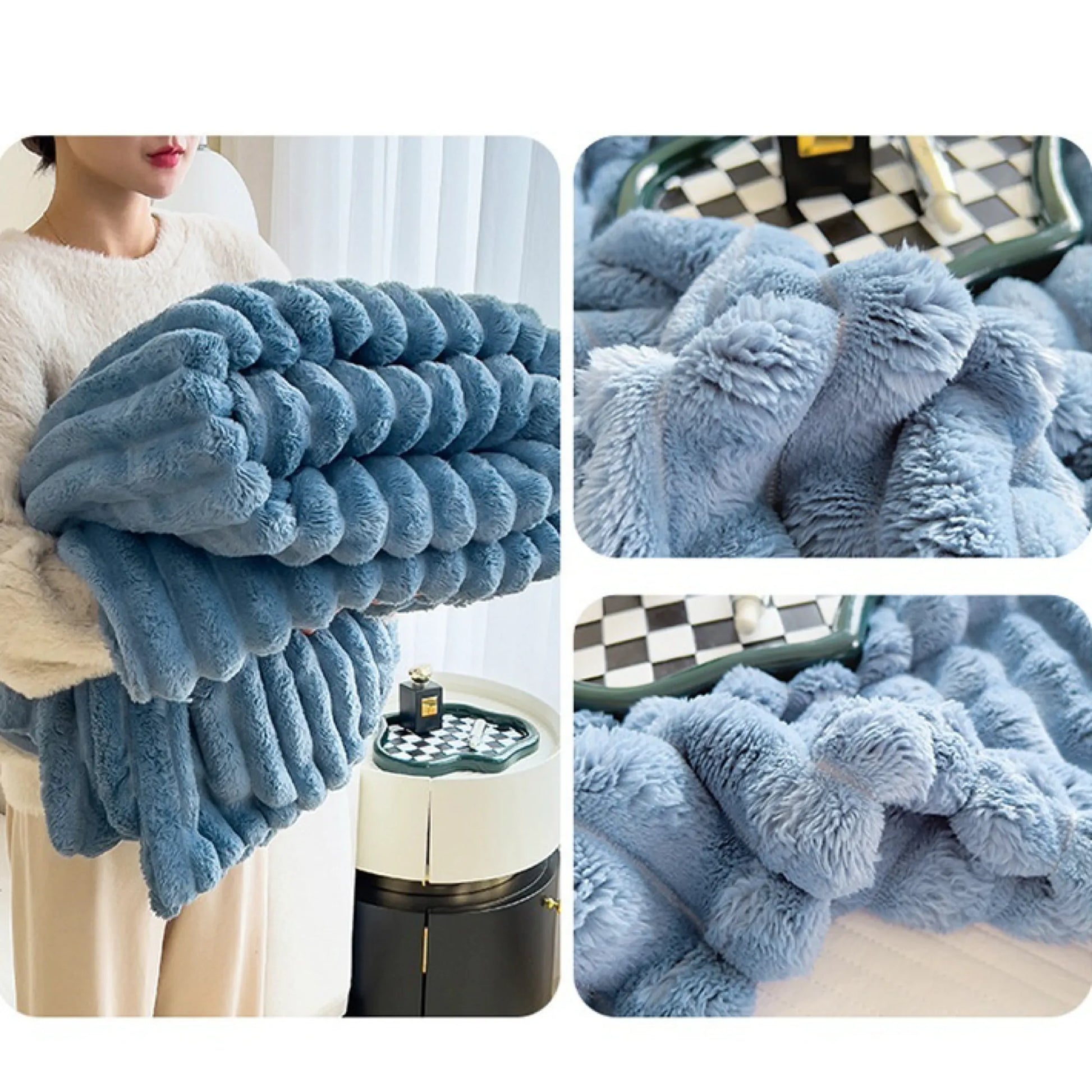 Comfy Fluffy Faux Fur Throw Blanket