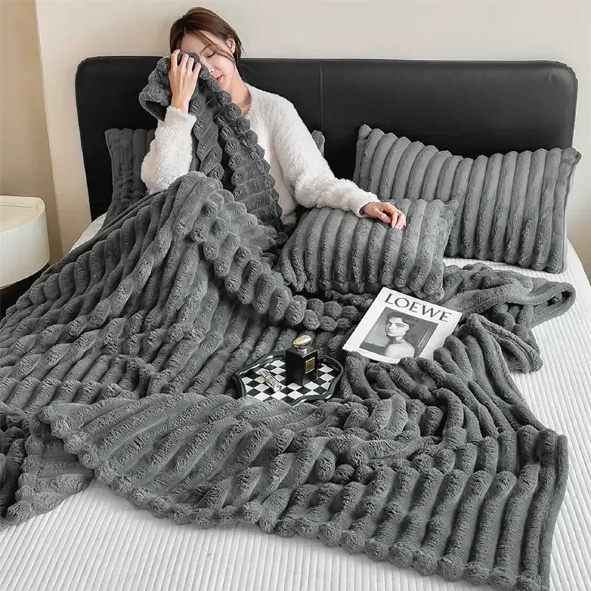Comfy Fluffy Faux Fur Throw Blanket