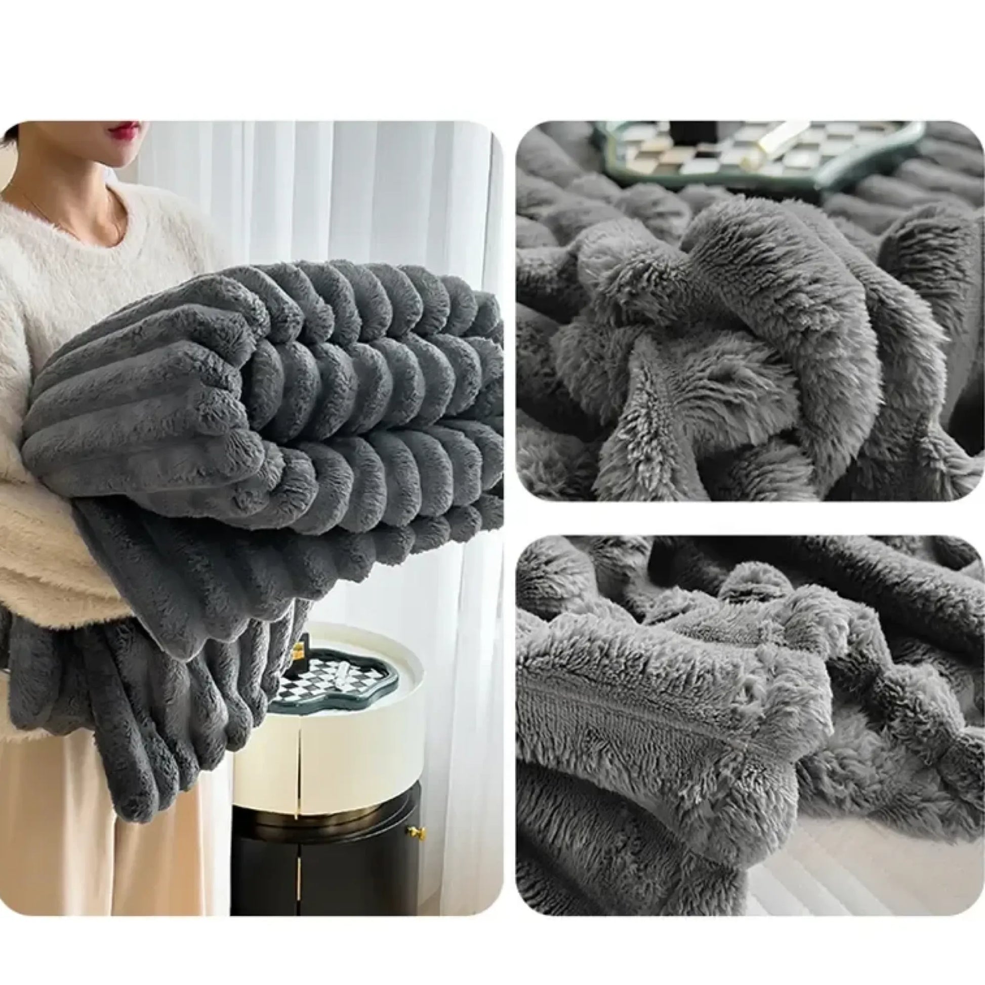 Comfy Fluffy Faux Fur Throw Blanket