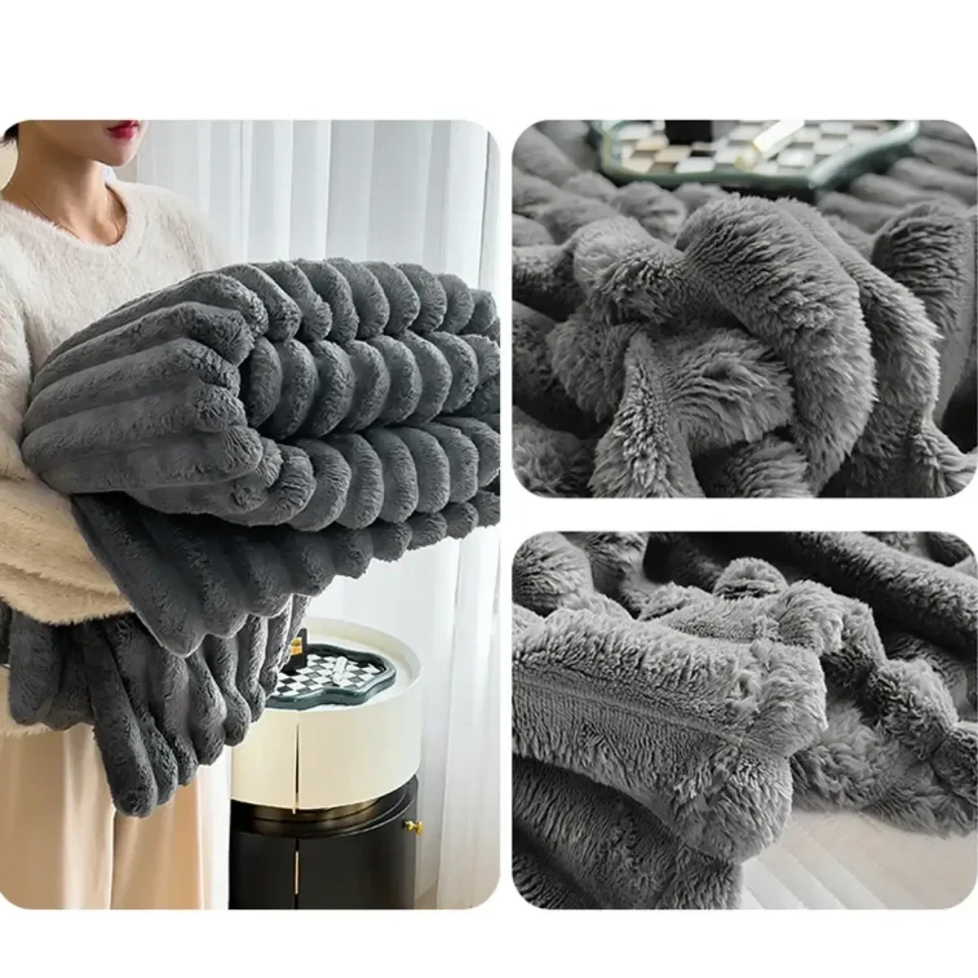 Comfy Fluffy Faux Fur Throw Blanket