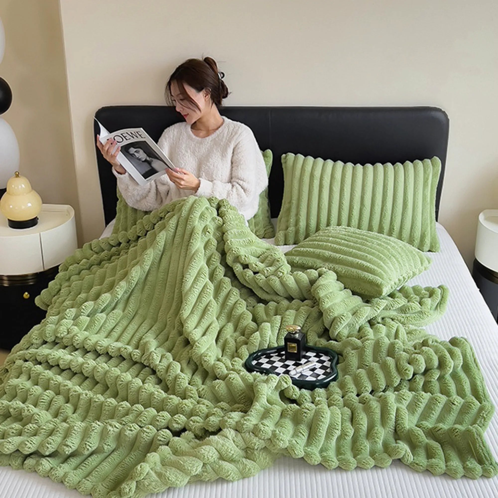 Comfy Fluffy Faux Fur Throw Blanket