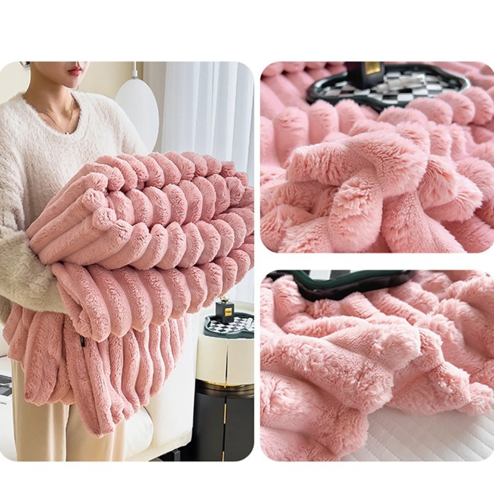 Comfy Fluffy Faux Fur Throw Blanket