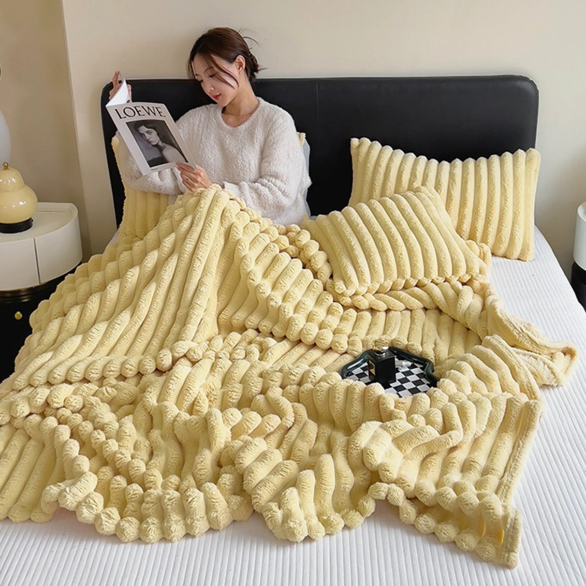 Comfy Fluffy Faux Fur Throw Blanket