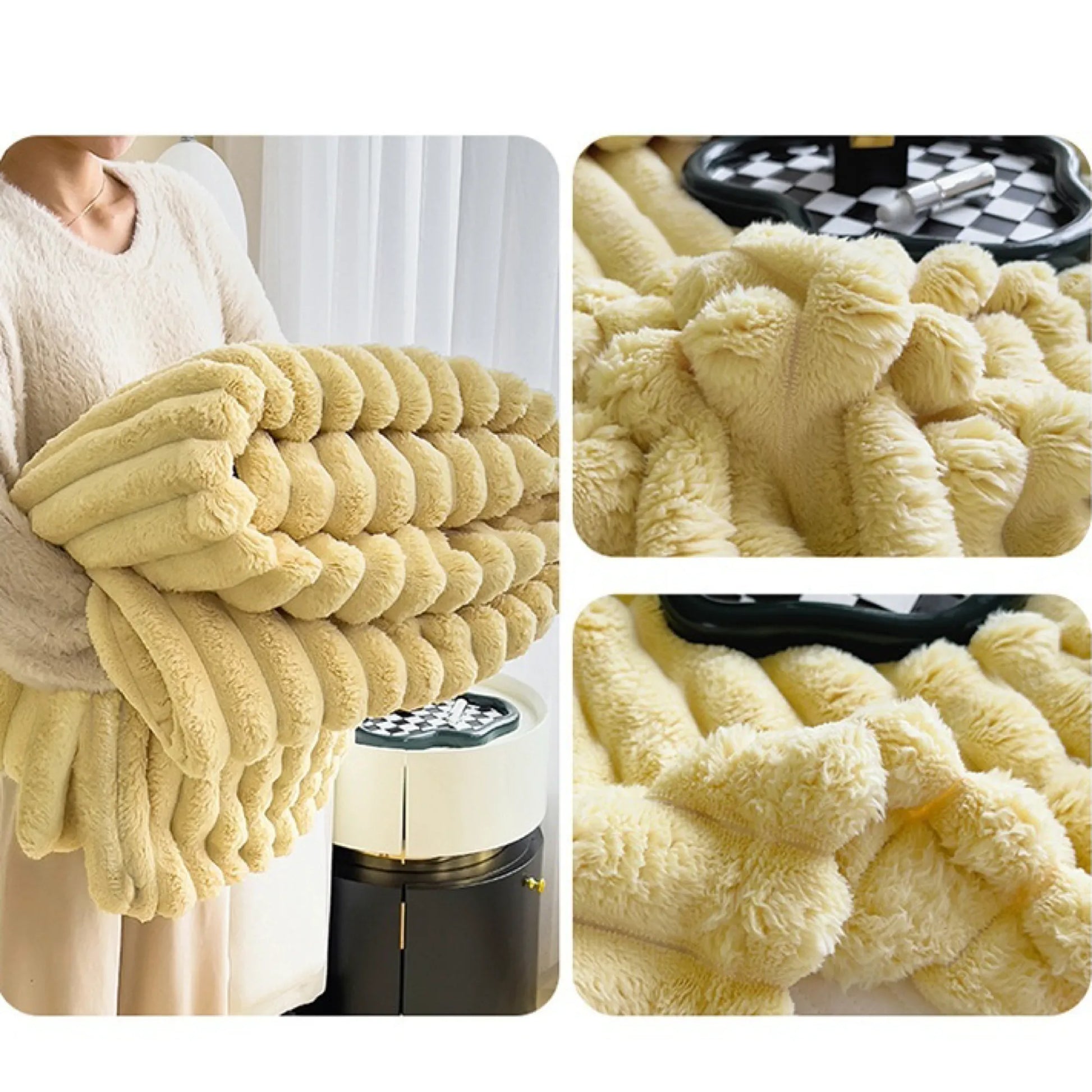 Comfy Fluffy Faux Fur Throw Blanket