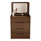 Compact Makeup Vanity Set with Flip Top Mirror & Glass Desktop