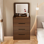 Compact Makeup Vanity Set with Flip Top Mirror & Glass Desktop