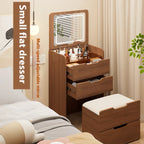 Compact Makeup Vanity Set with Flip Top Mirror & Glass Desktop