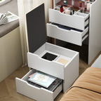 Compact Makeup Vanity Set with Flip Top Mirror & Glass Desktop