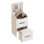 Compact Makeup Vanity Set with Flip Top Mirror & Glass Desktop