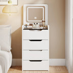 Compact Makeup Vanity Set with Flip Top Mirror & Glass Desktop
