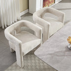 Contemporary Fabric Barrel Accent Chair Set of 2