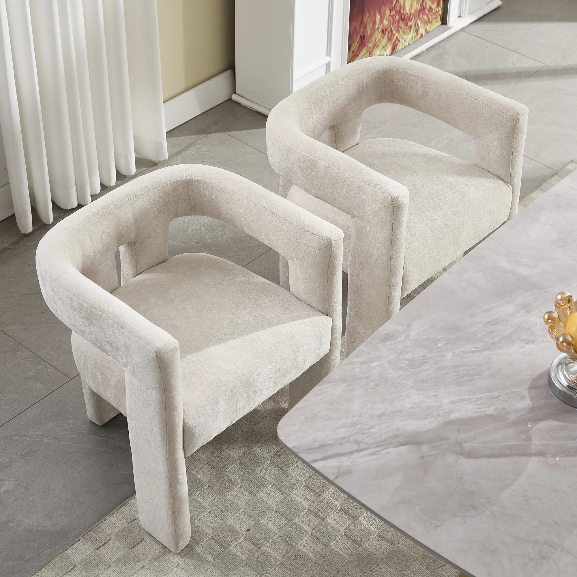 Contemporary Fabric Barrel Accent Chair Set of 2