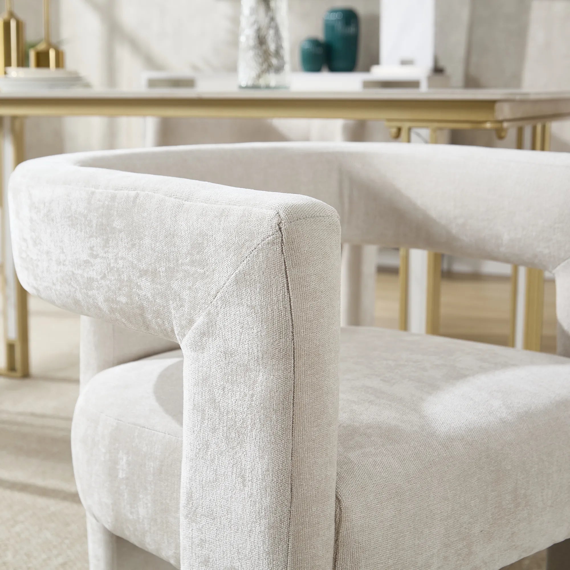 Contemporary Fabric Barrel Accent Chair Set of 2