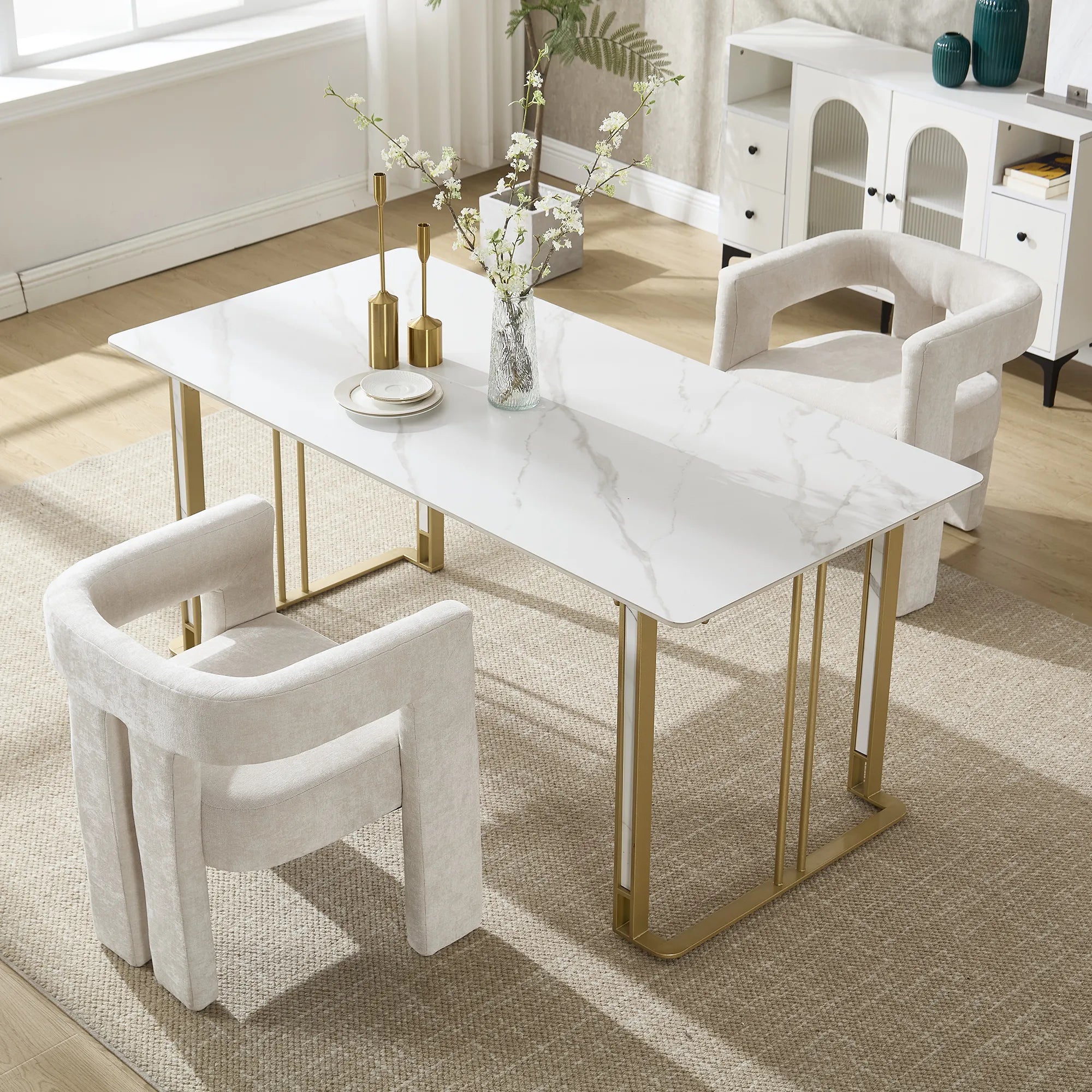 Contemporary Fabric Barrel Accent Chair Set of 2