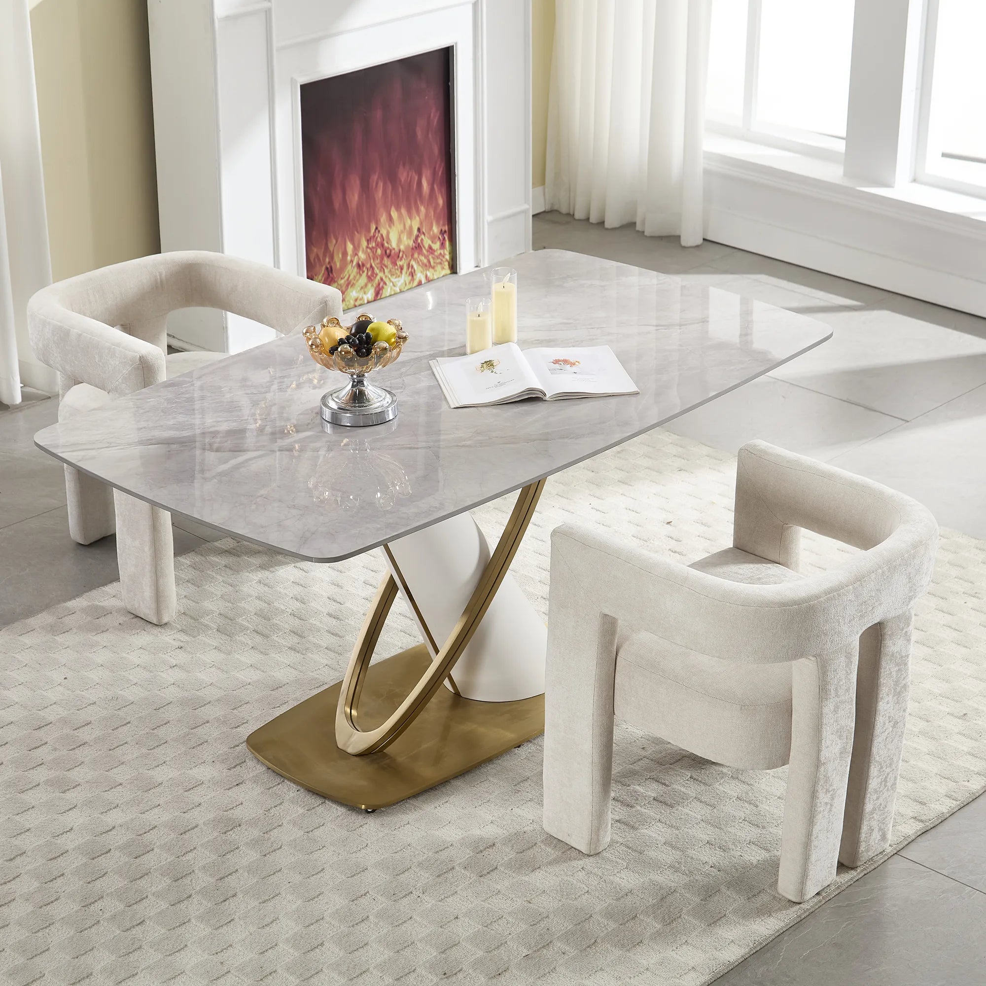 Contemporary Fabric Barrel Accent Chair Set of 2
