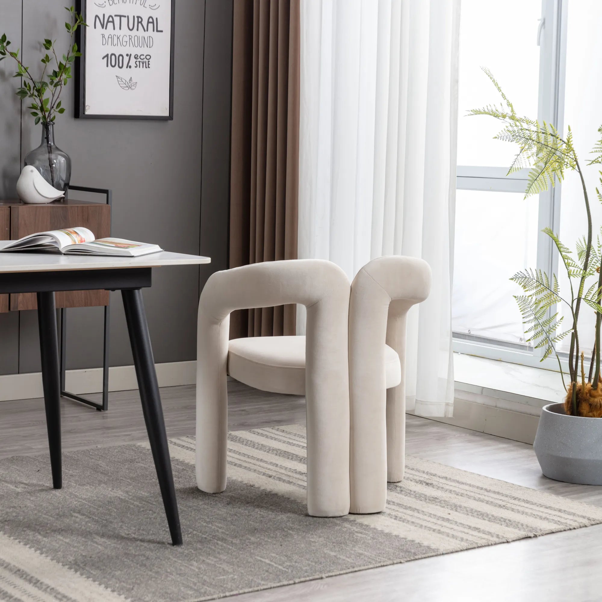 Contemporary Velvet Fabric Accent Chair Set of 2