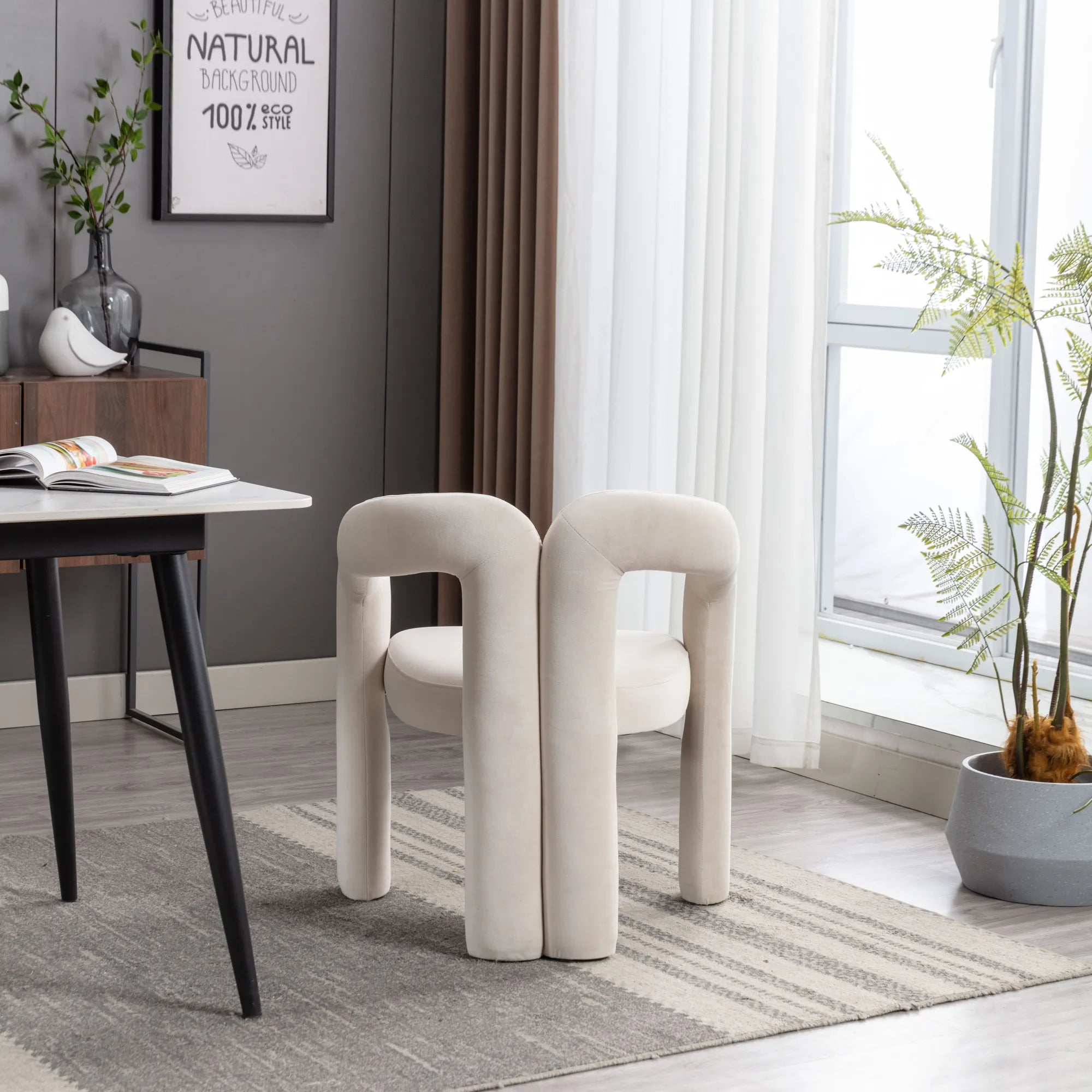 Contemporary Velvet Fabric Accent Chair Set of 2