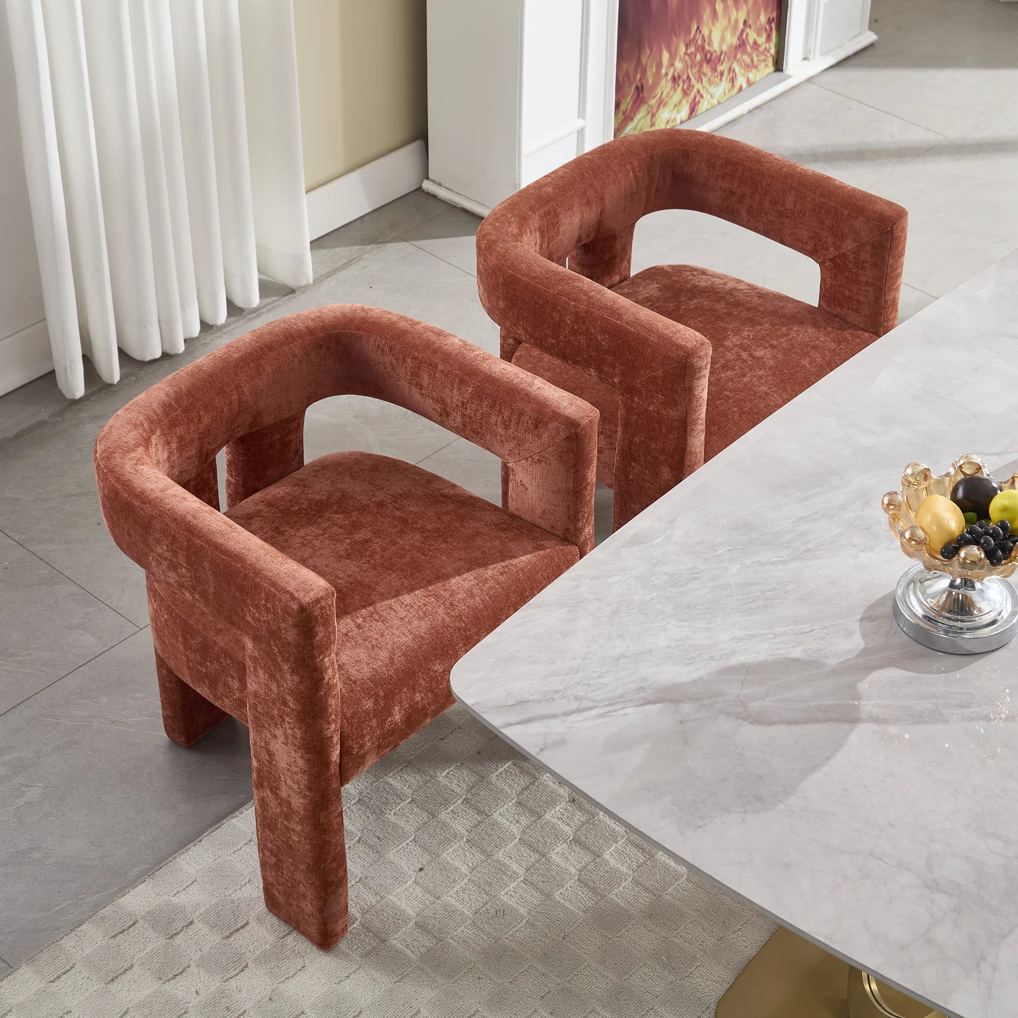 Contemporary Fabric Barrel Accent Chair Set of 2