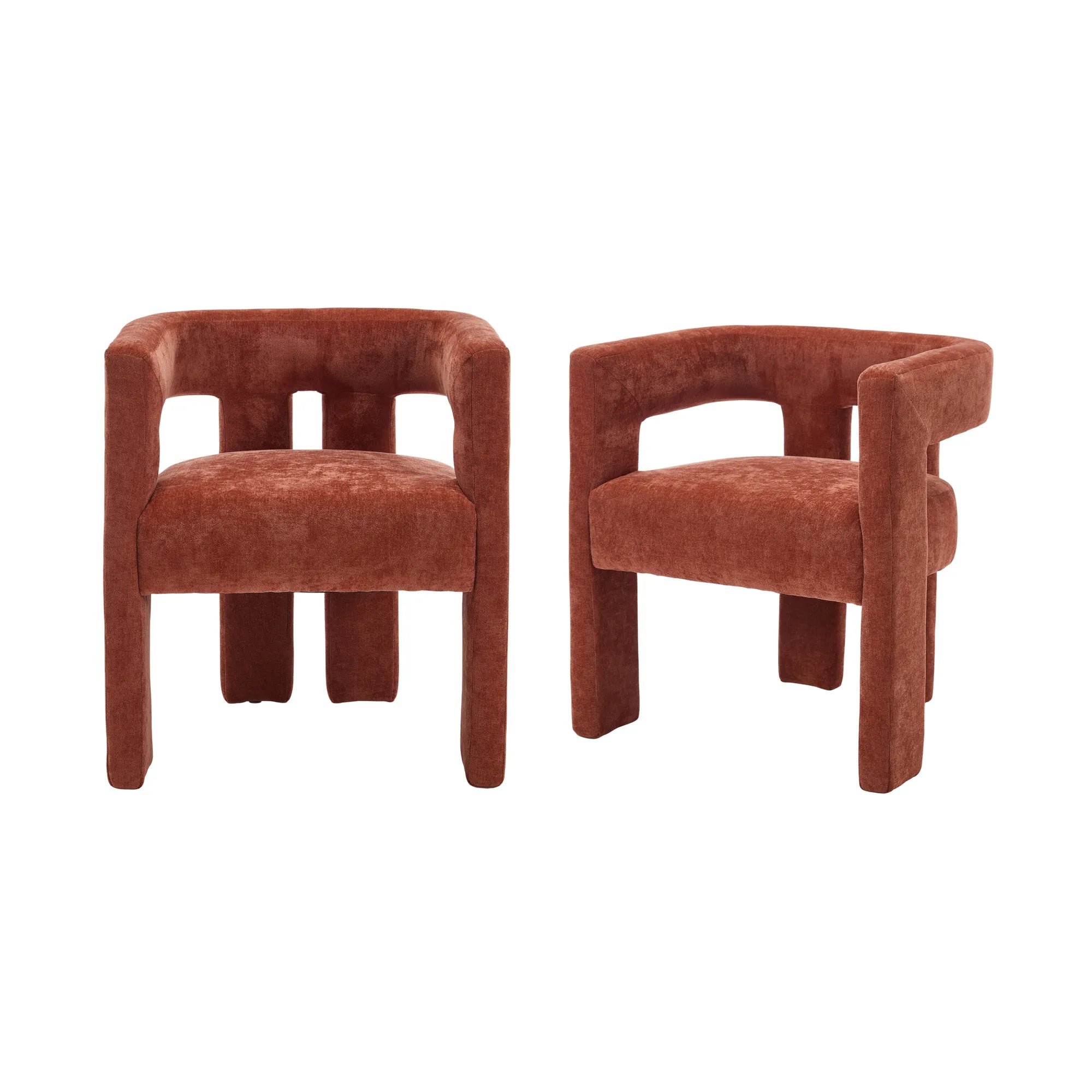 Contemporary Fabric Barrel Accent Chair Set of 2