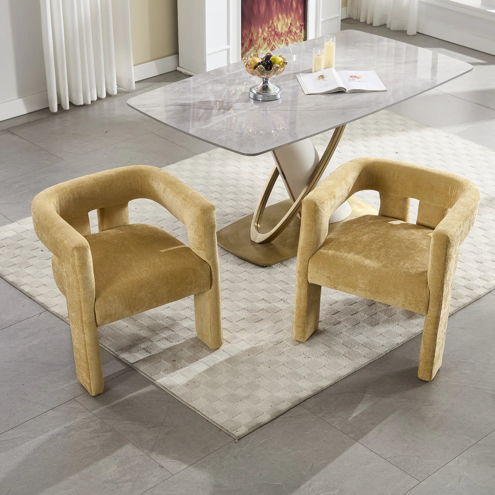 Contemporary Fabric Barrel Accent Chair Set of 2