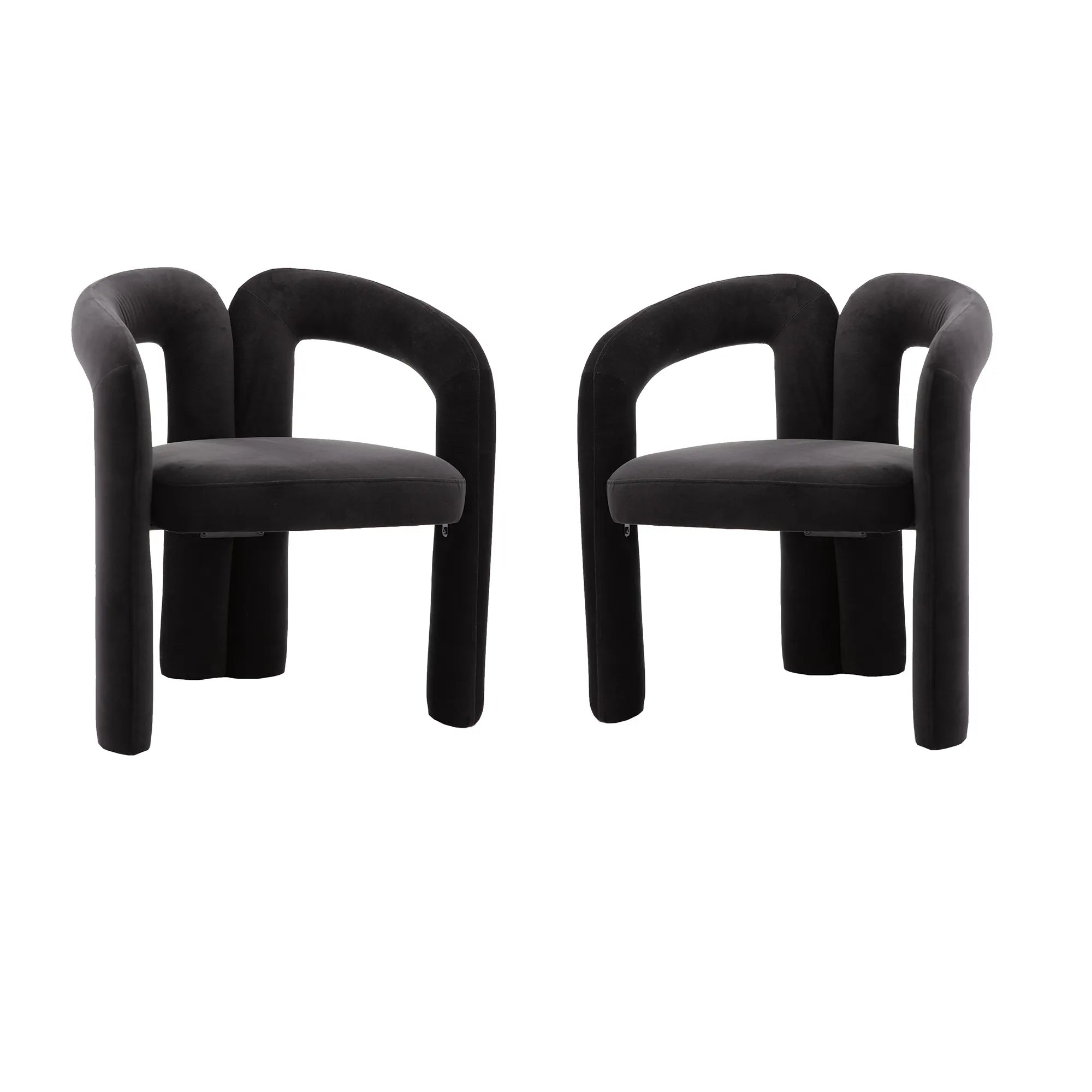 Contemporary Velvet Fabric Accent Chair Set of 2