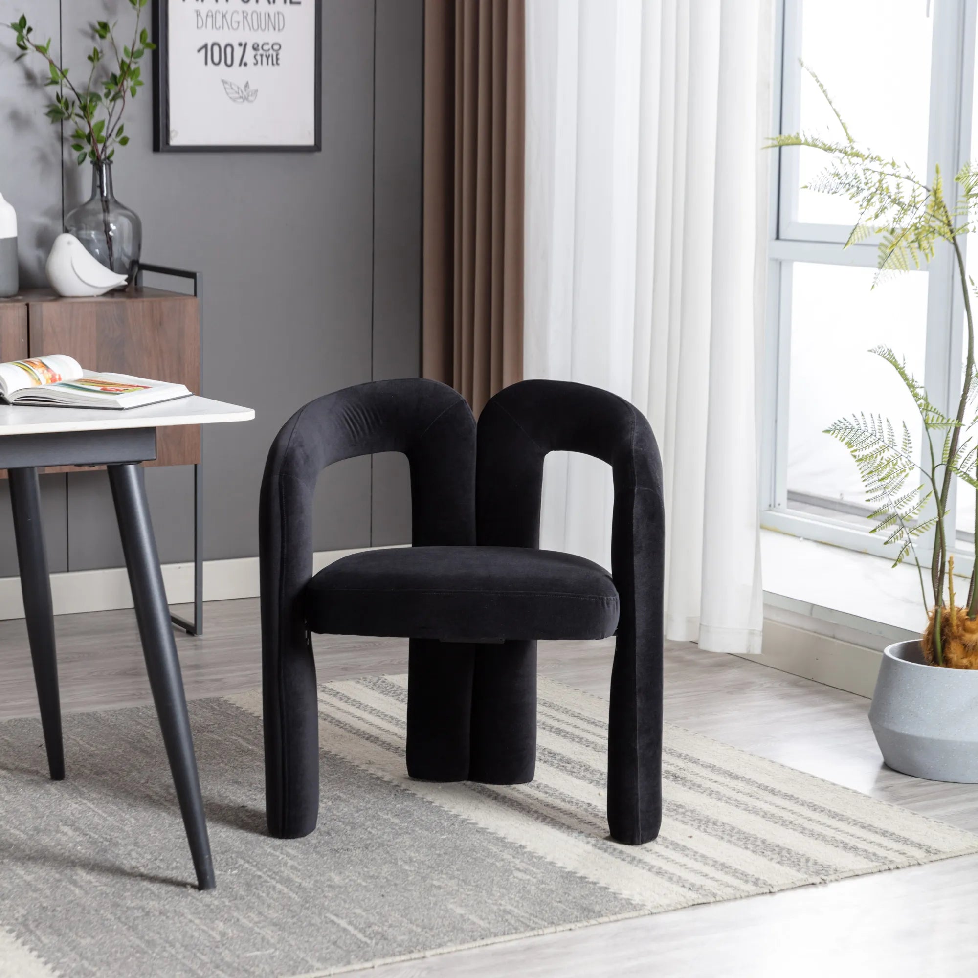 Contemporary Velvet Fabric Accent Chair Set of 2