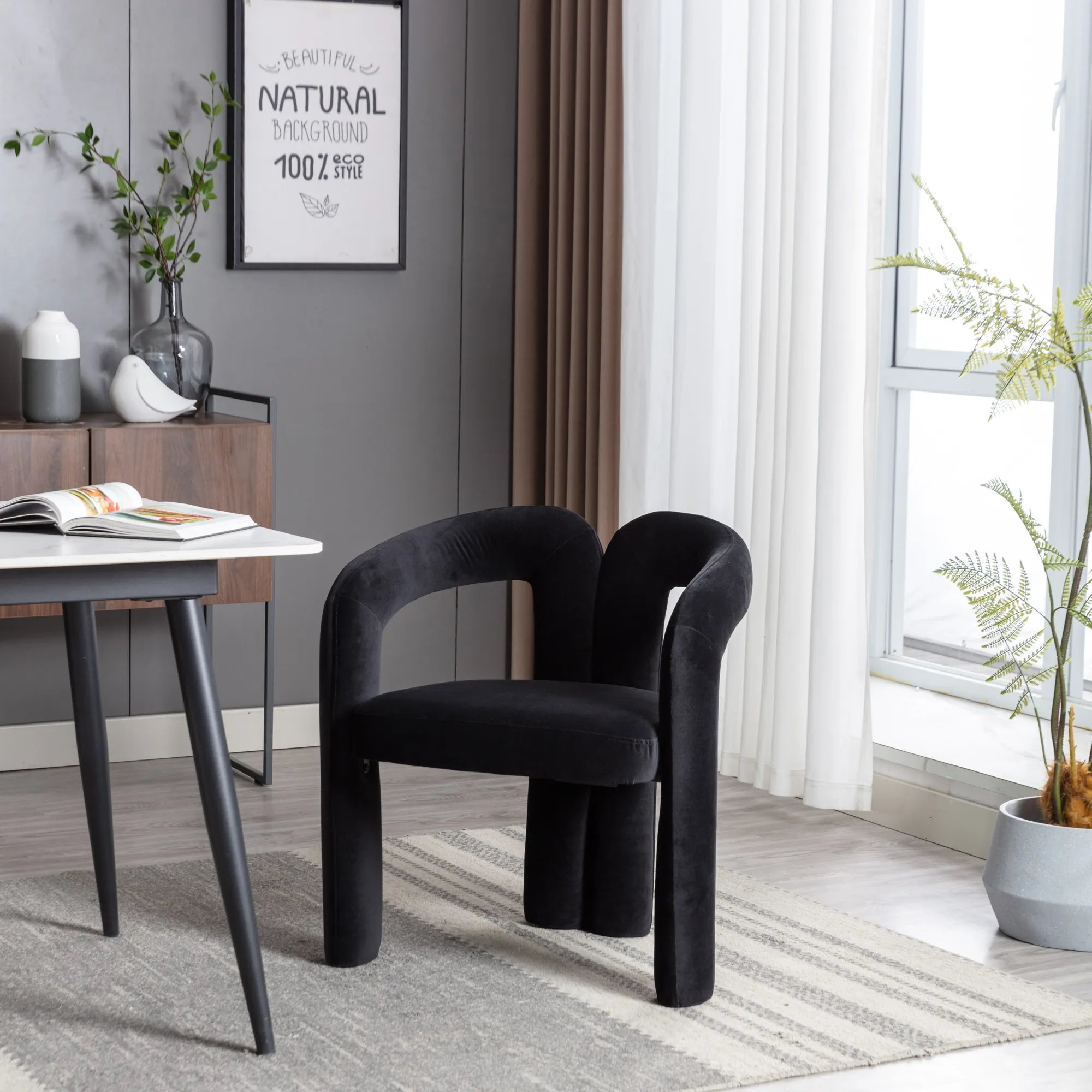 Contemporary Velvet Fabric Accent Chair Set of 2
