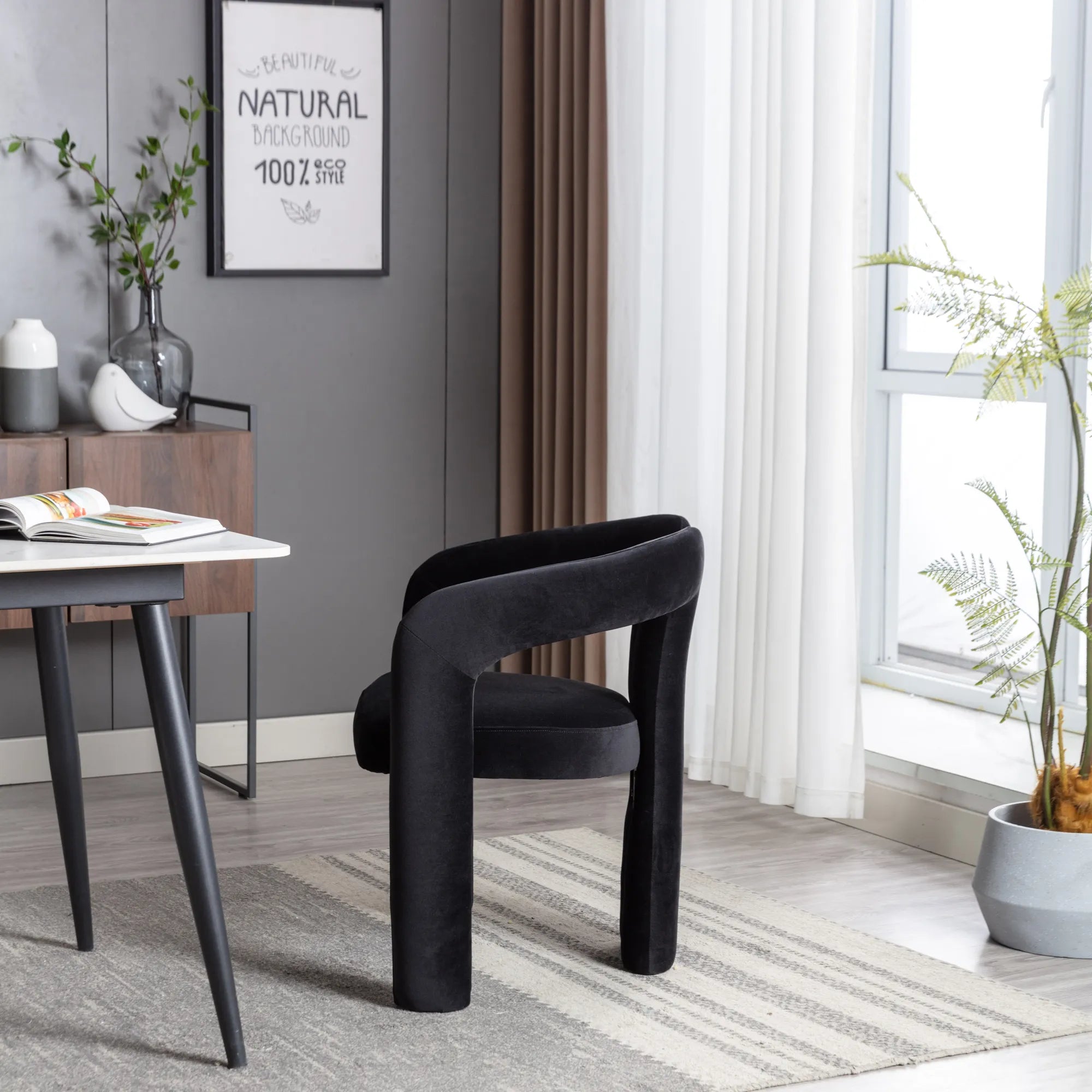 Contemporary Velvet Fabric Accent Chair Set of 2