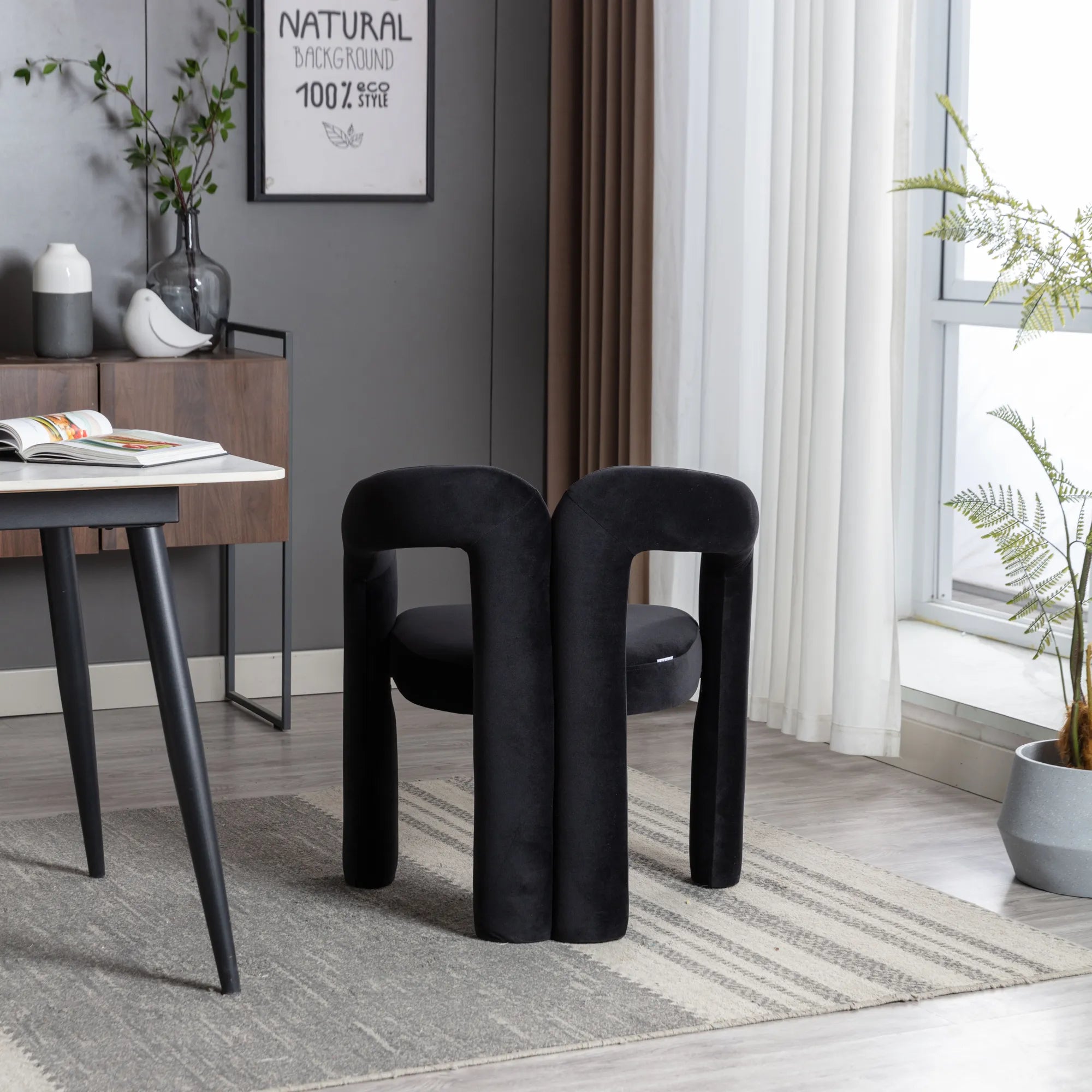 Contemporary Velvet Fabric Accent Chair Set of 2